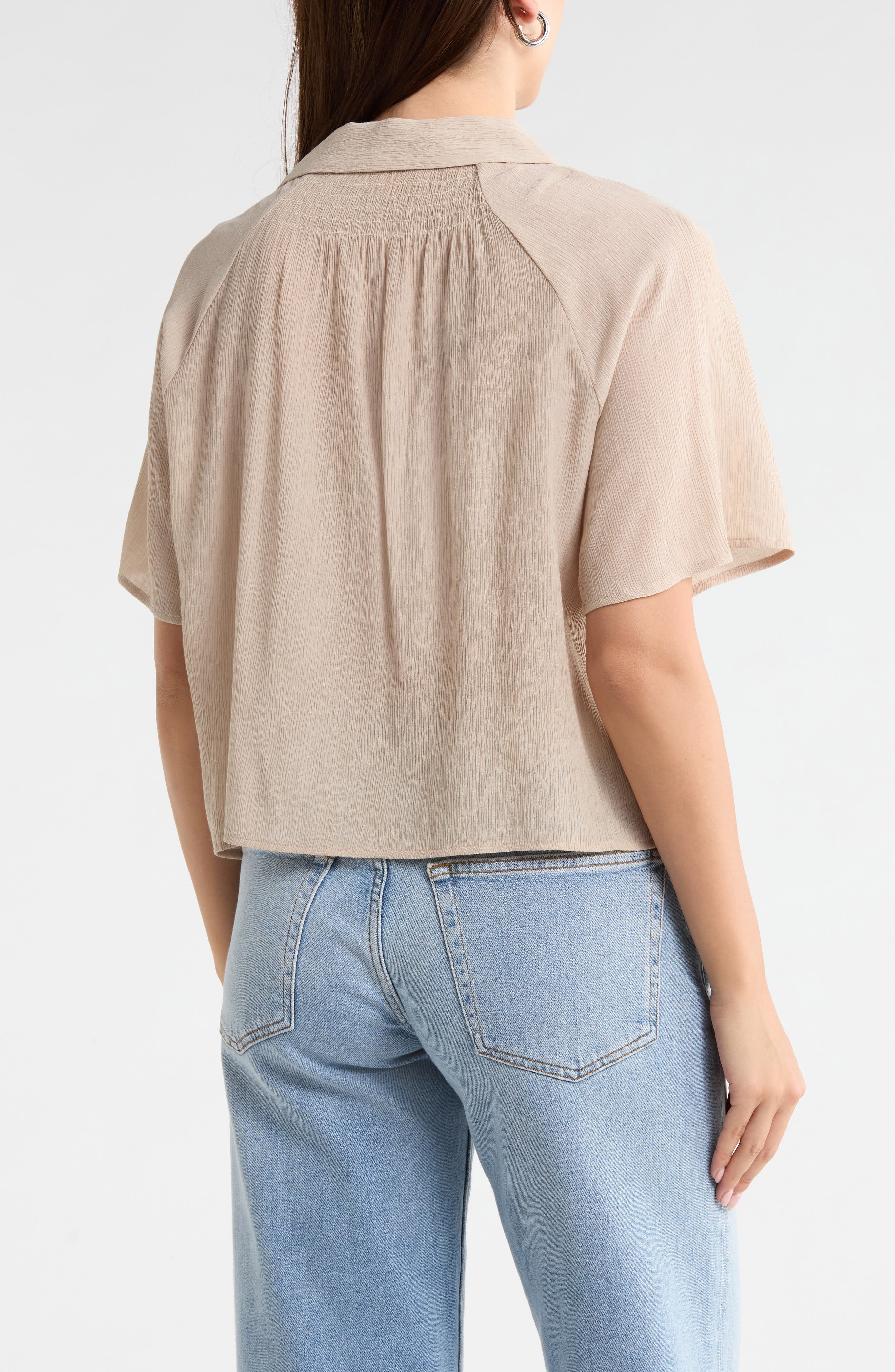 Current/Elliott Short Sleeve Crop Button-Up Shirt