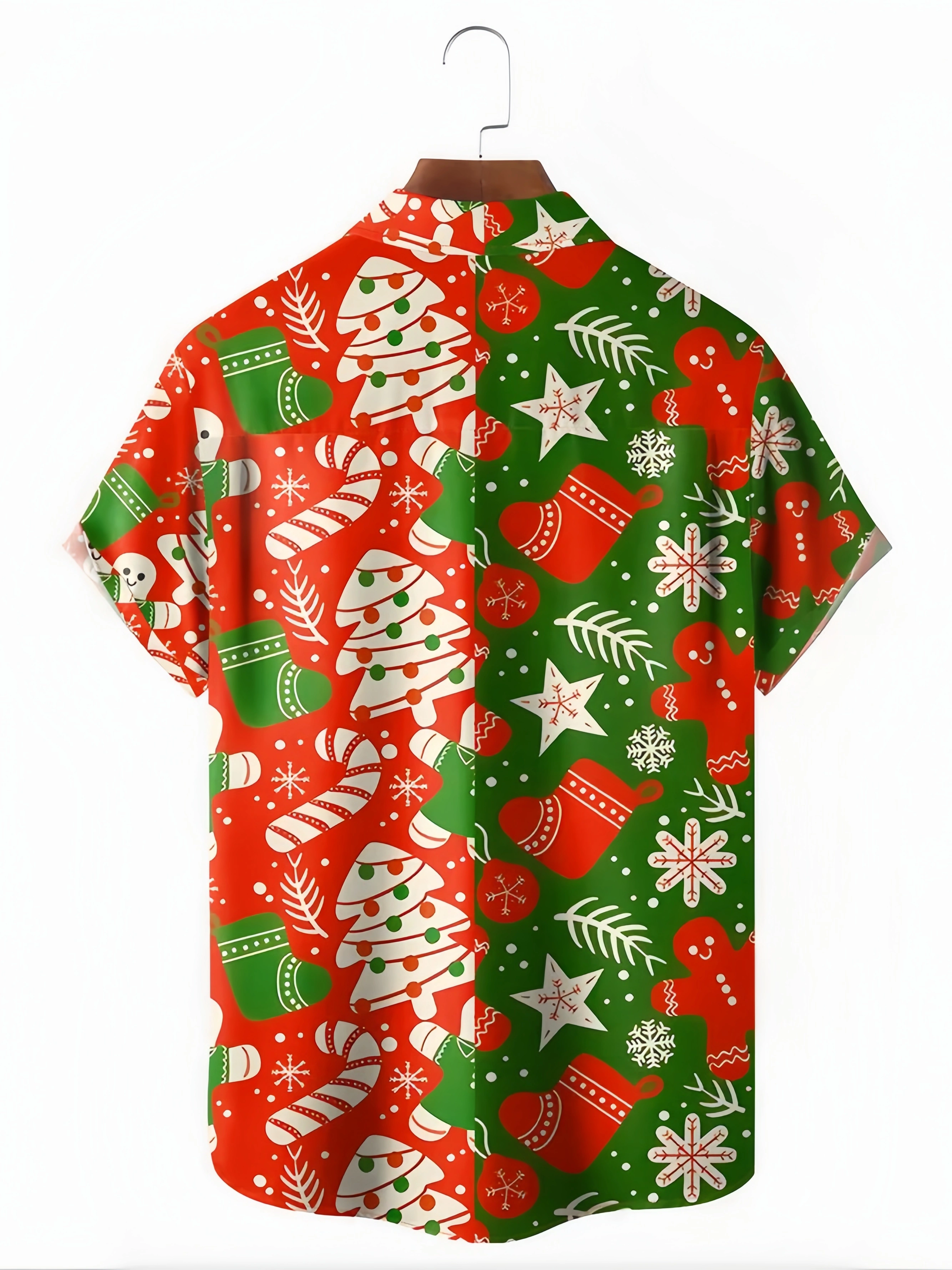 Christmas Chest Pocket Short Sleeve Hawaiian Shirt