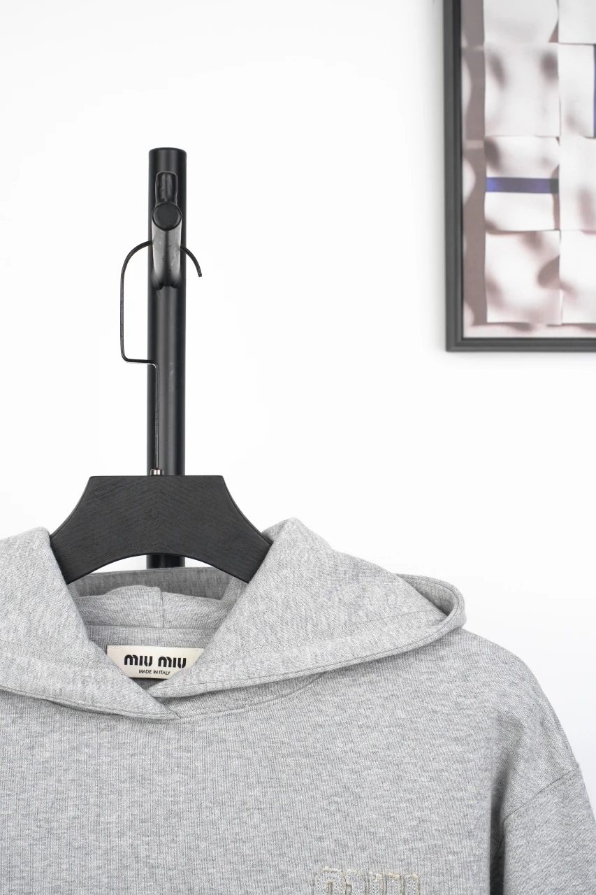 Miu Miu Heather Grey Cropped Hoodie product photo from LabelPicks