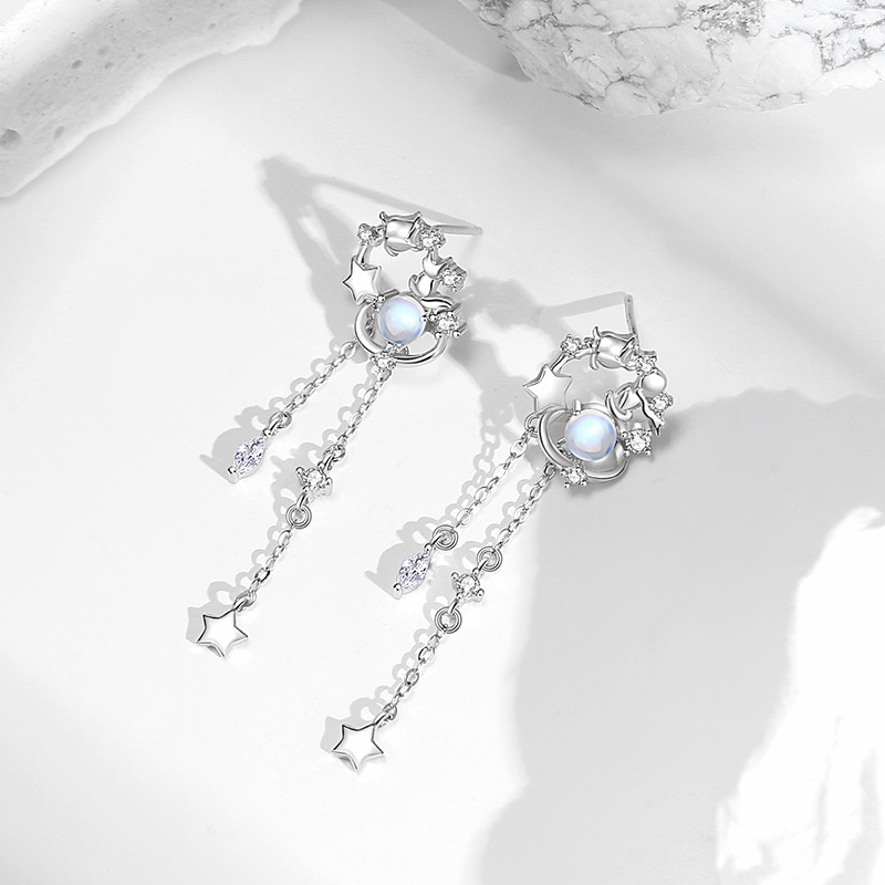Original Little Prince Rose Flower Earrings for Women, 925 Sterling Silver, Summer Versatile Ins Tassel Earrings, Korean Style Planet Earrings
