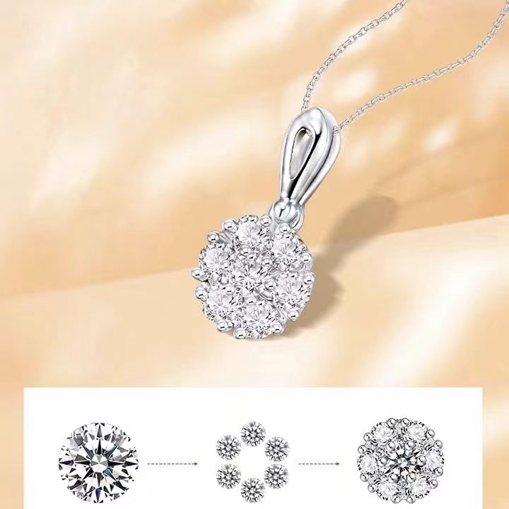Bubble Diamond Pendant 30-point Real Diamond Necklace 50-point Full Diamond Collarbone Chain