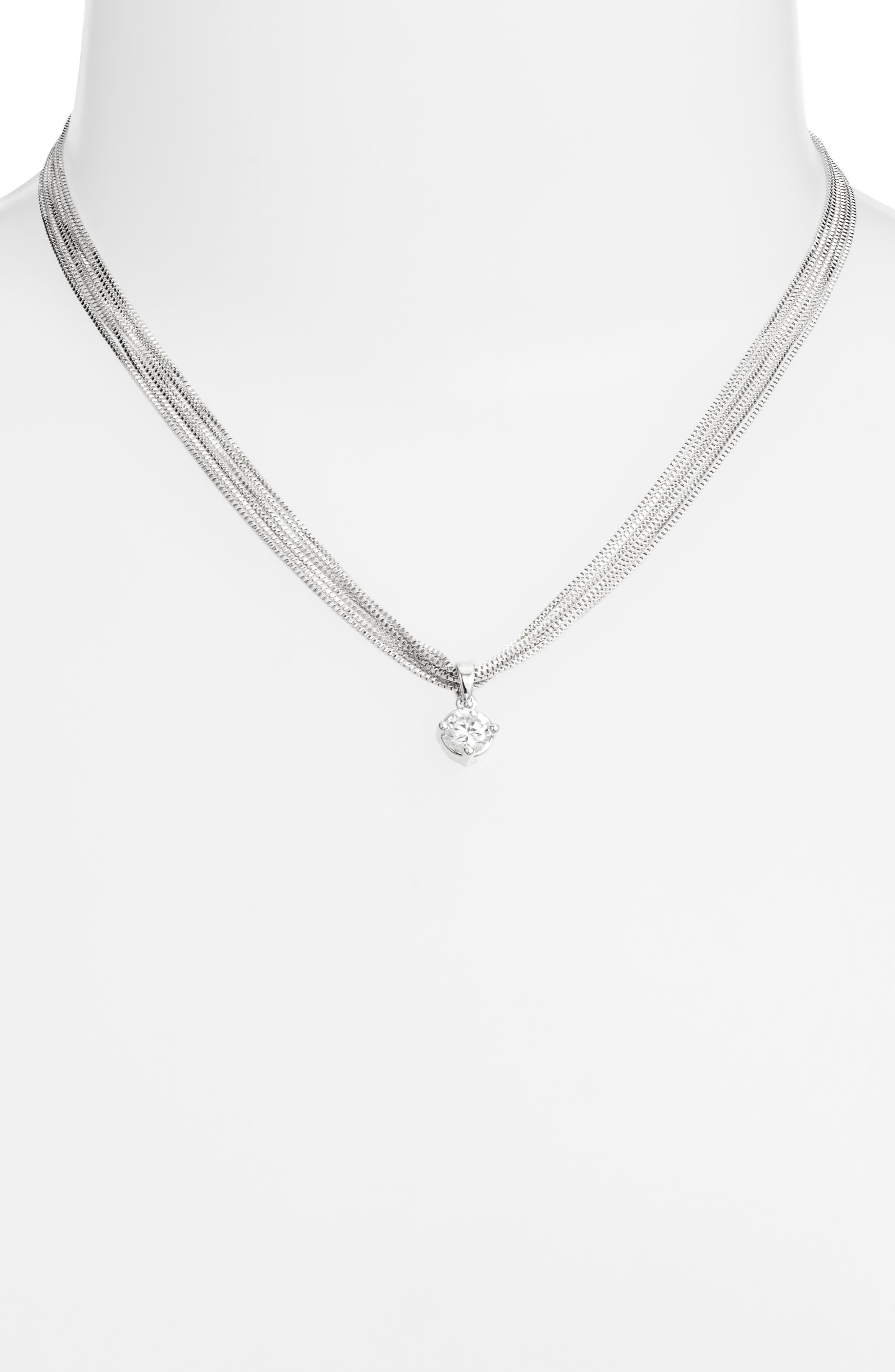 Nordstrom Solitaire Cubic Zirconia Pendant Necklace