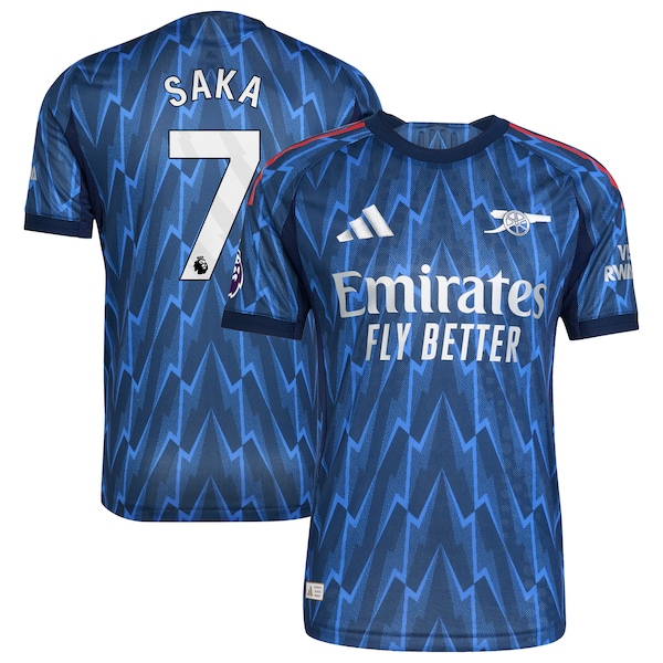 Bukayo Saka Arsenal adidas 2025/26 Away Authentic Player Jersey - Blue/Red