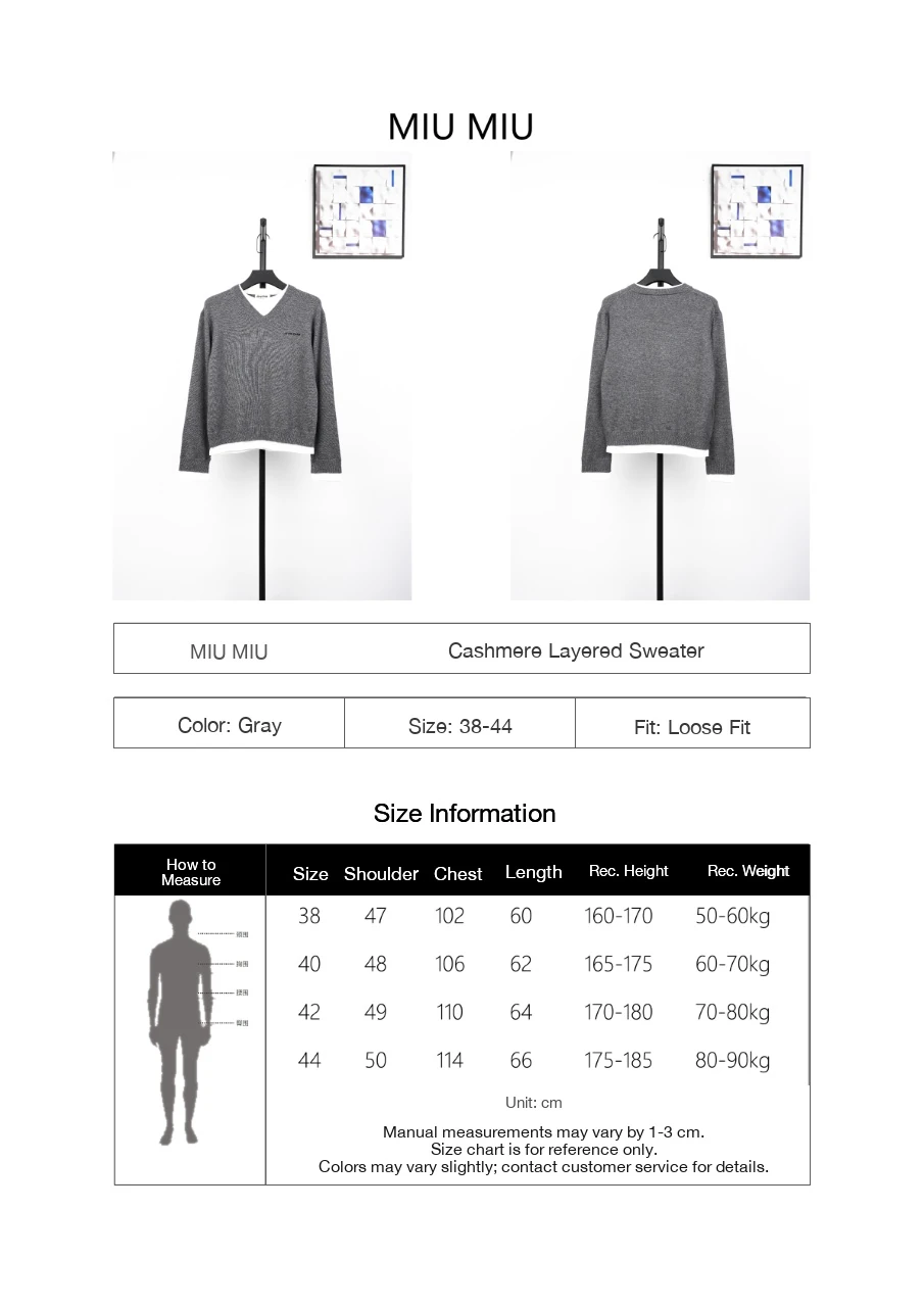 Miu Miu Grey Layered Effect V Neck Sweater product photo from LabelPicks