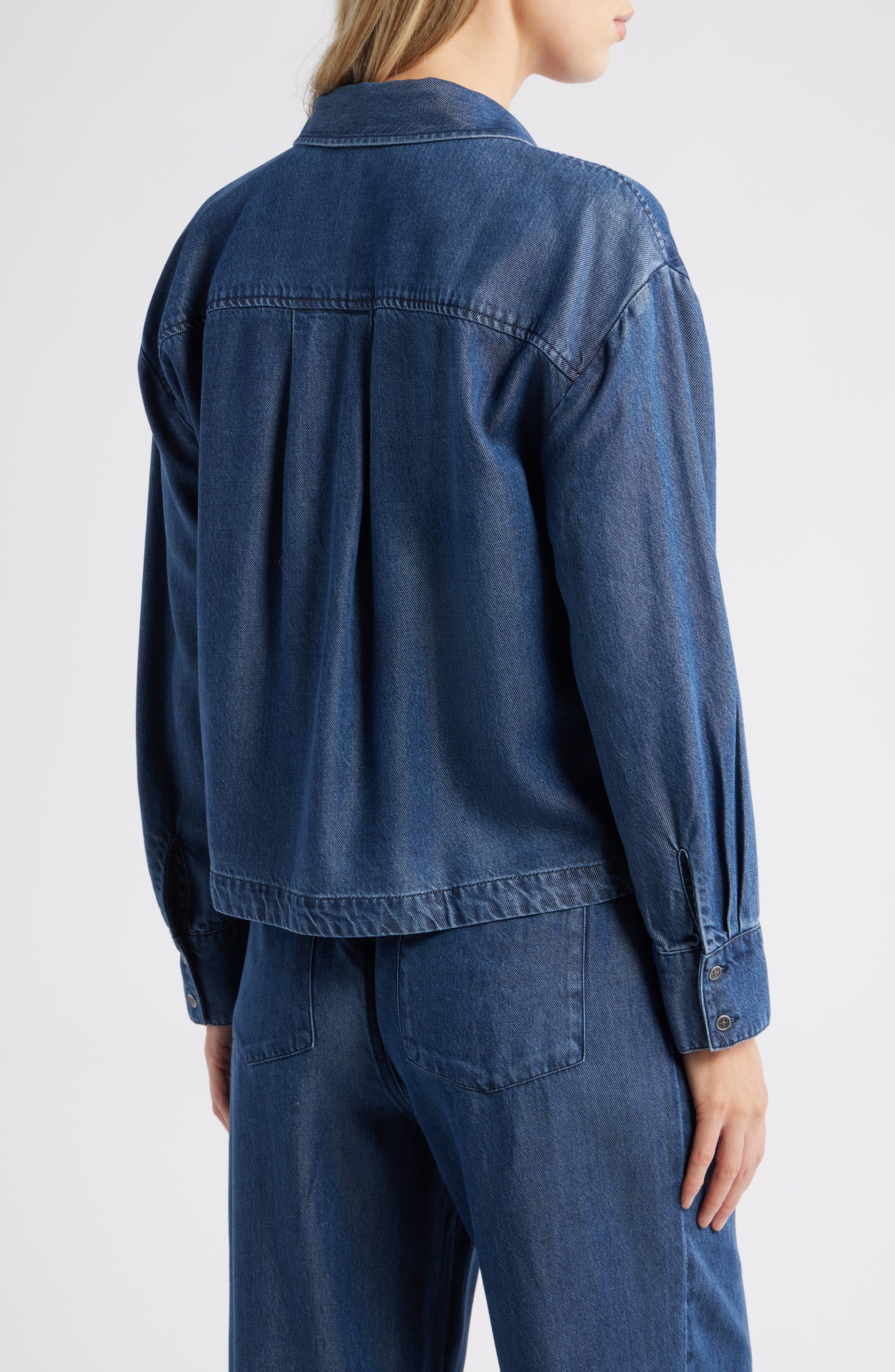 Cloth & Stone Half Placket Denim Popover Top