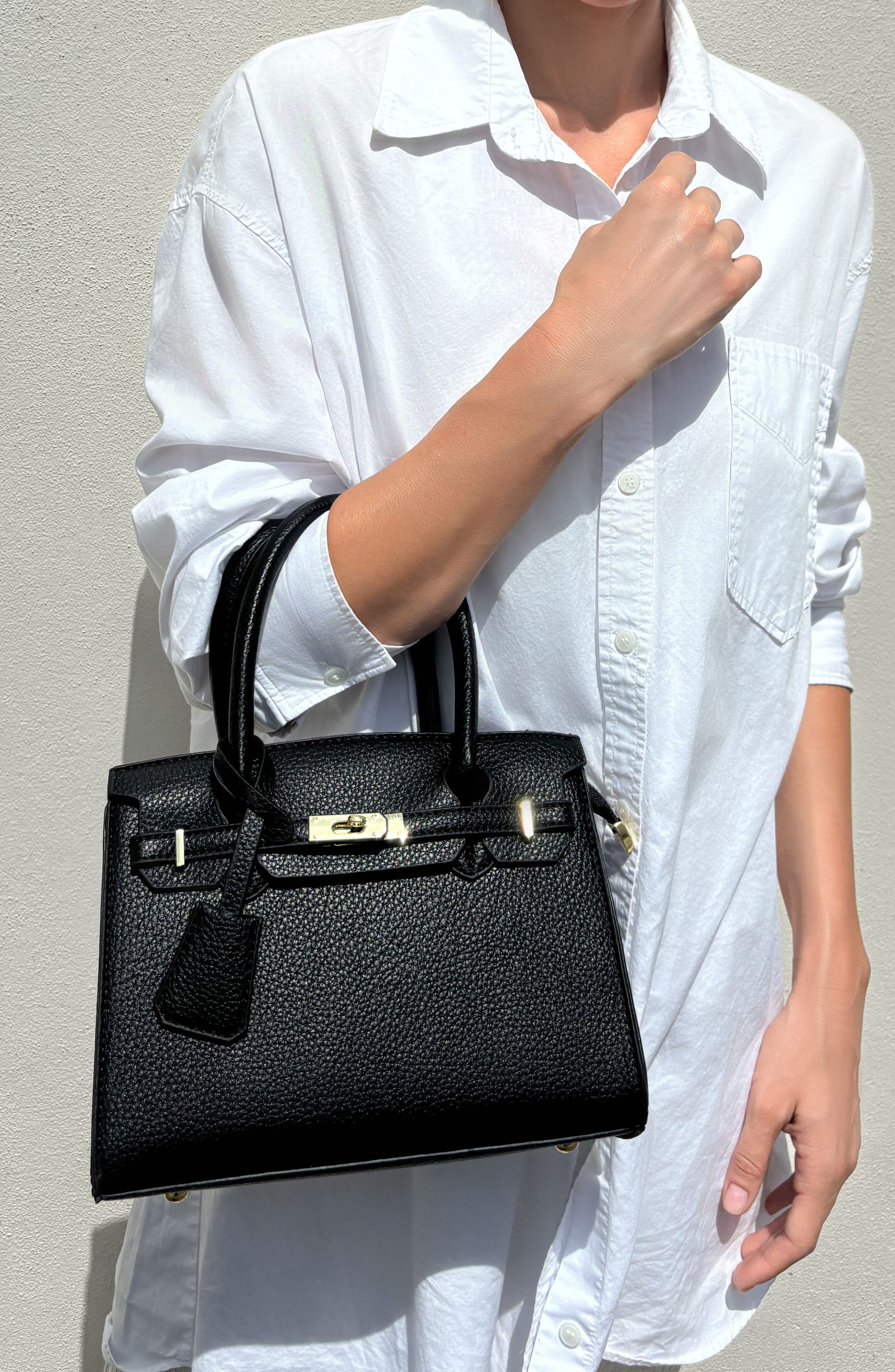 Adornia Faux Leather Top Handle Bag
