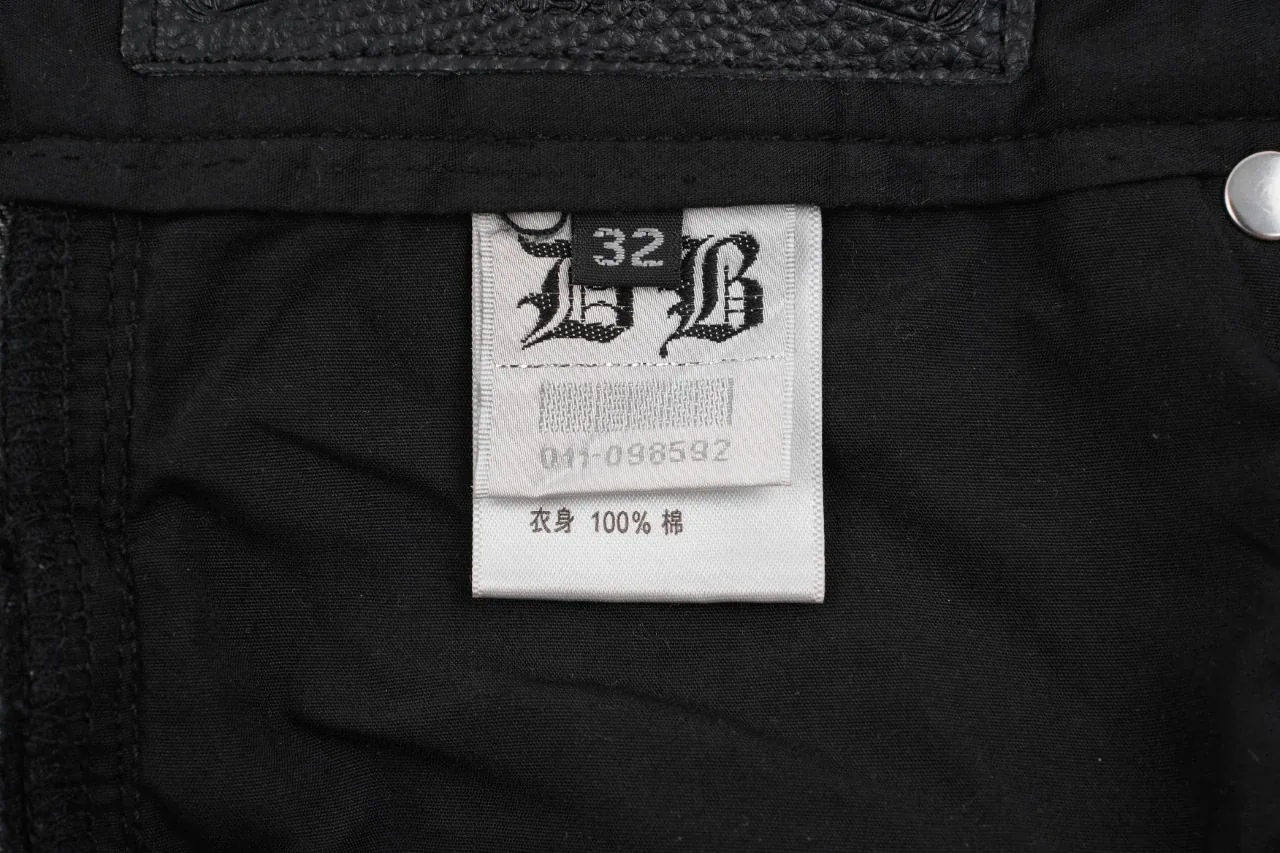 Chrome Hearts Black Grey Flame Cross Leather Patch Jeans product photo from LabelPicks