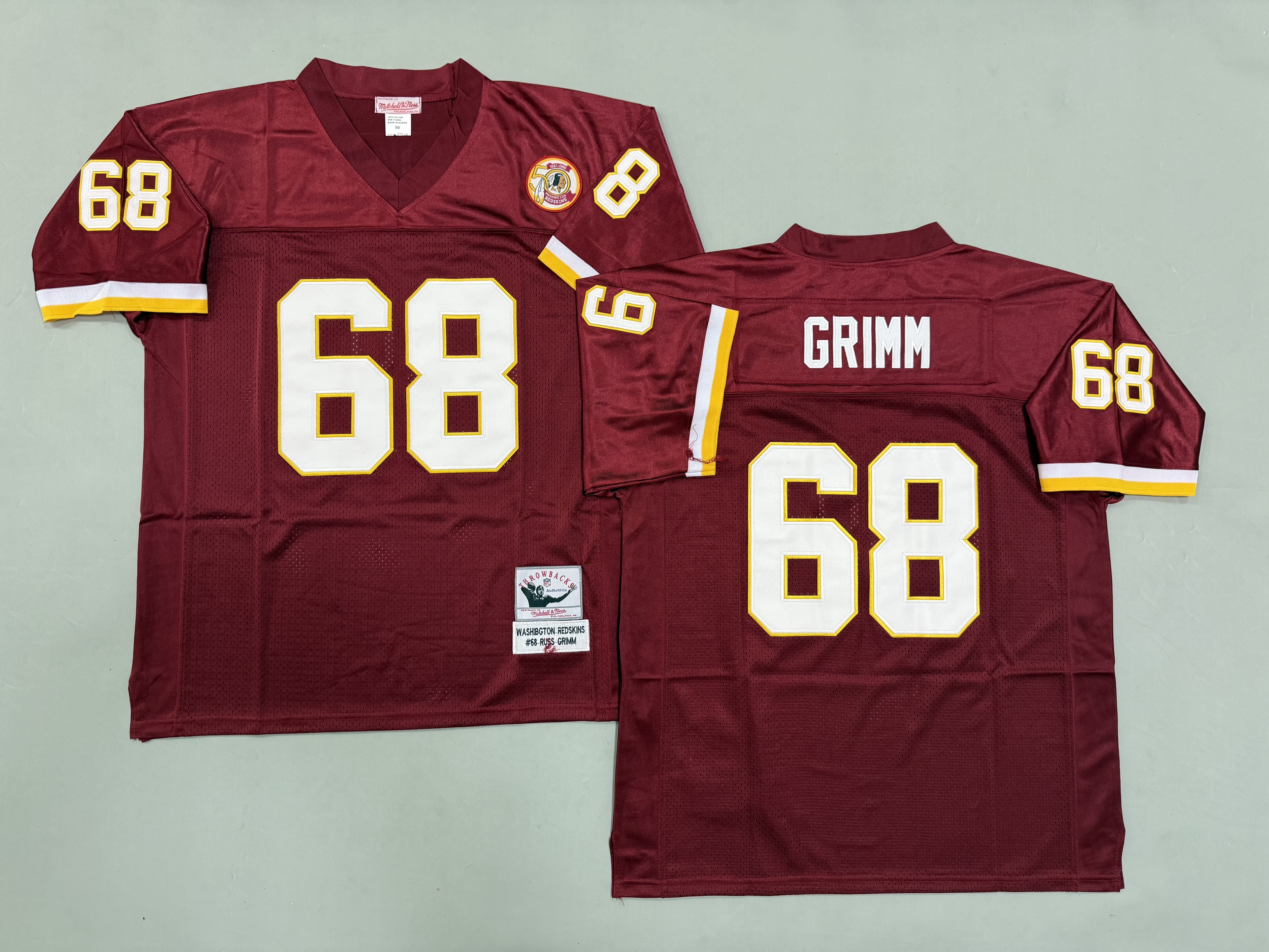 Russ Grimm Washington Redskins Authentic Throwback Retired Player Jersey