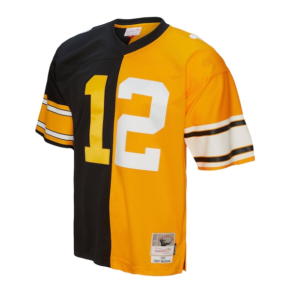 Terry Bradshaw Pittsburgh Steelers 1976 Split Legacy Replica Jersey - Black/Gold