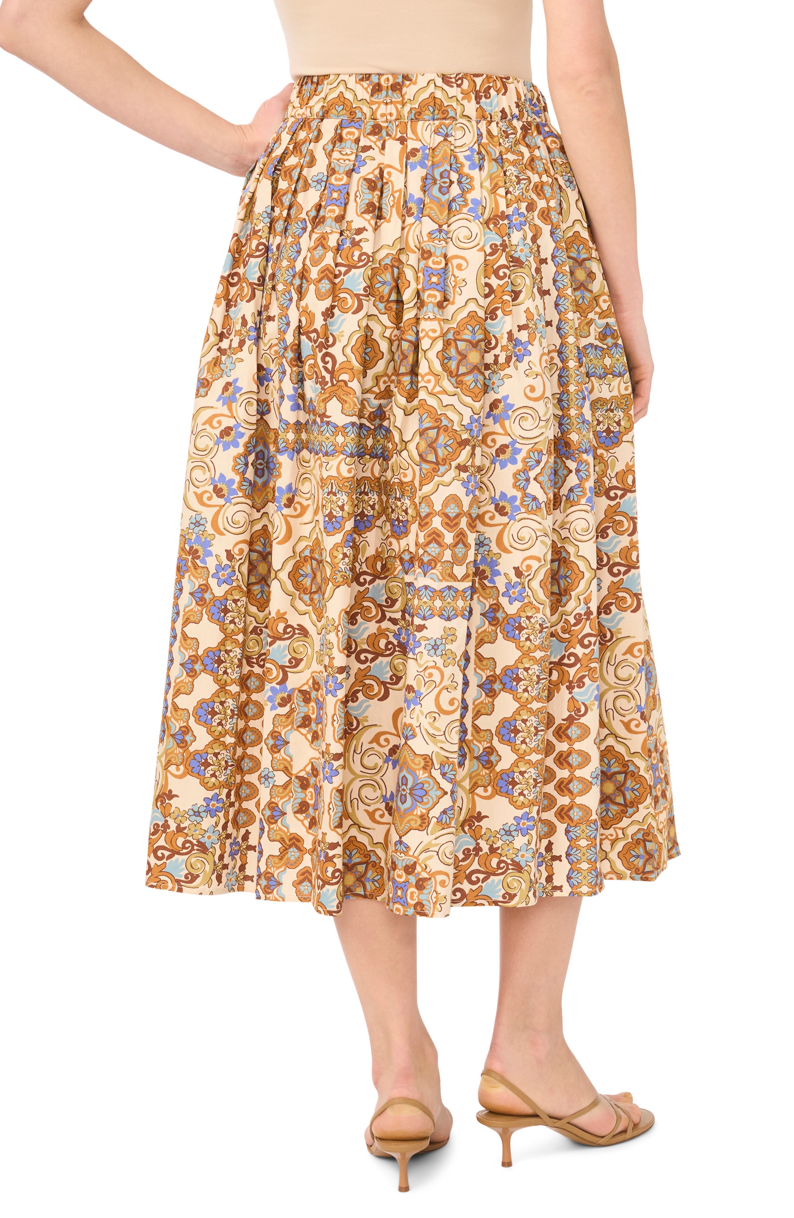 Halogen® Bandana Print Cotton Midi Skirt