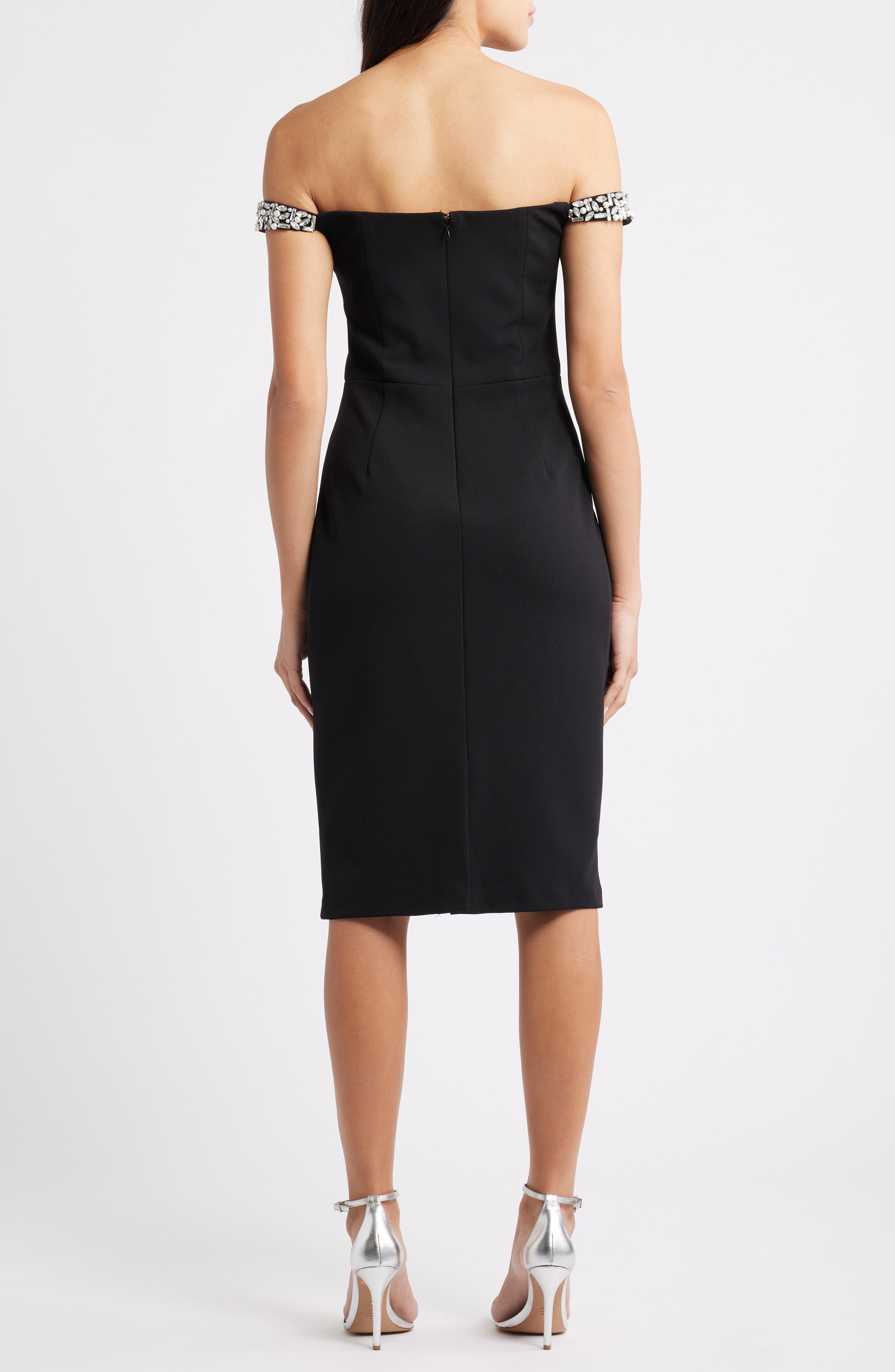 Eliza J Embellished Off the Shoulder Cocktail Dress