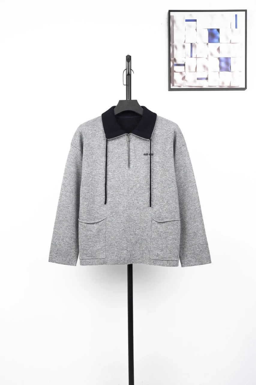 Miu Miu Grey Cashmere Feel Hooded Cardigan product photo from LabelPicks
