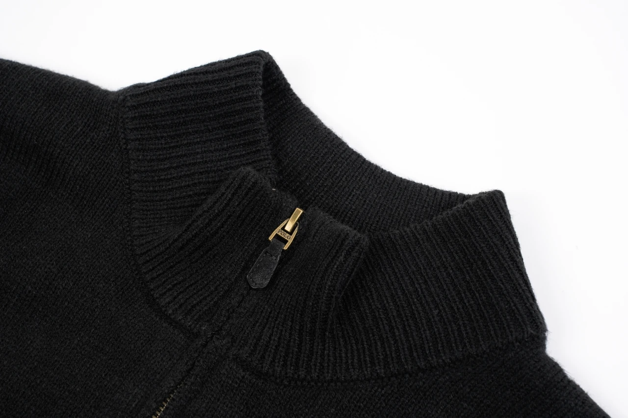 Ralph Lauren Black Pony Embroidered Plain Knit Half Zip Sweater product photo from LabelPicks