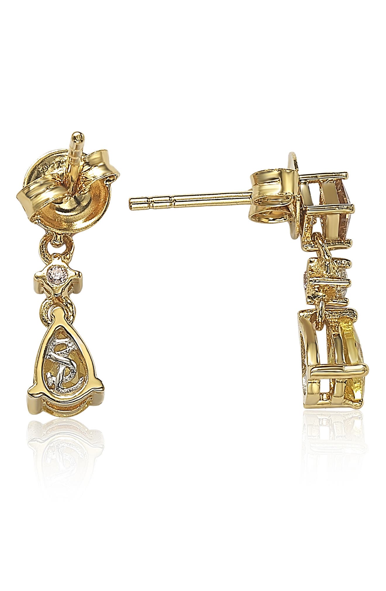 SUZY LEVIAN Sterling Silver Yellow CZ Dangle Earrings