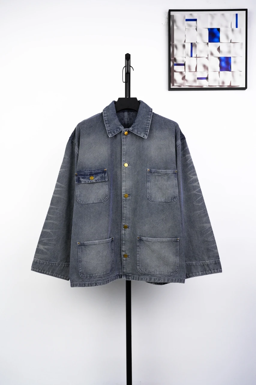 Prada Ice Blue Distressed Four-Pocket Denim Jacket product photo from LabelPicks