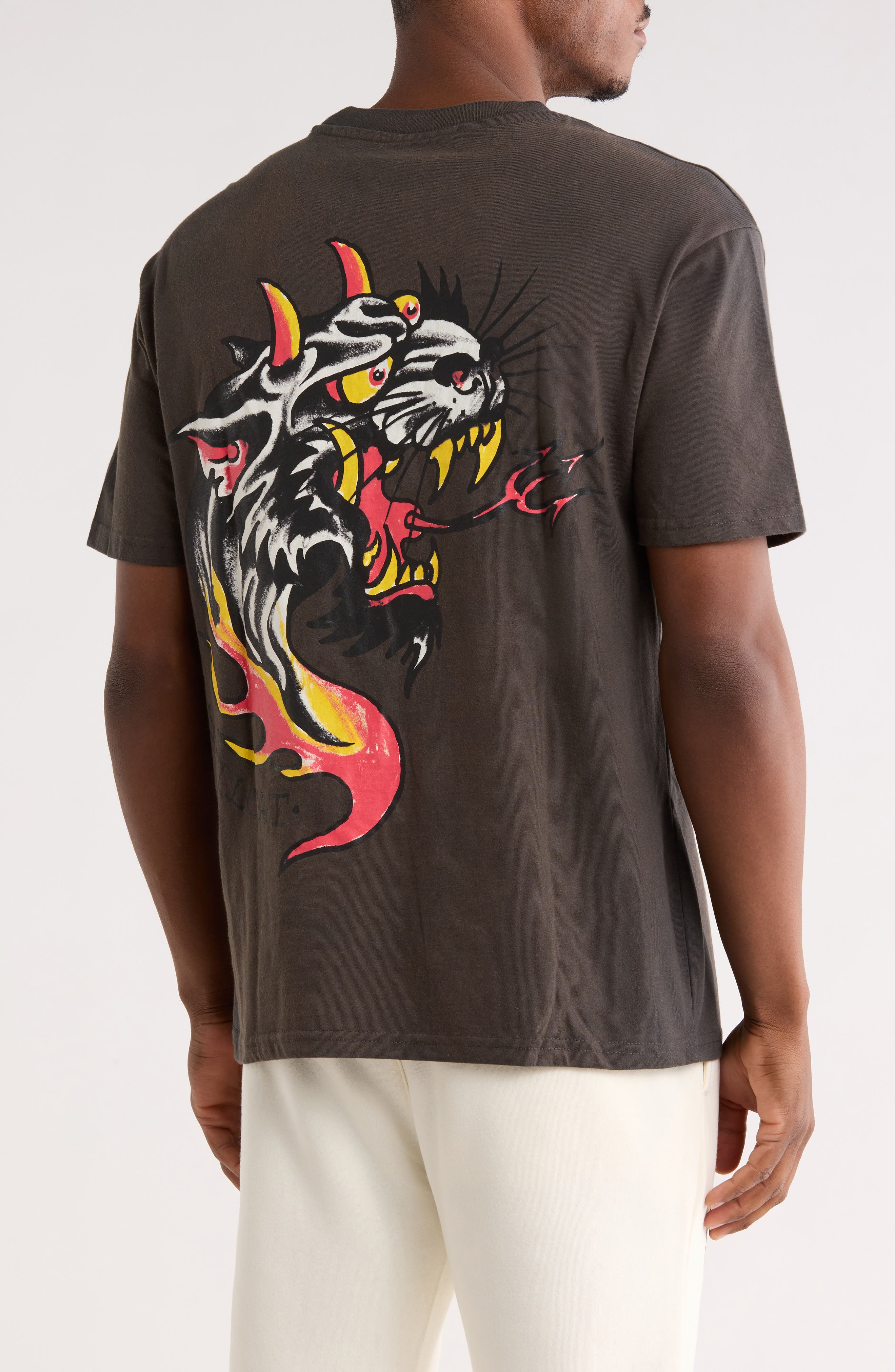 Ed Hardy Rhinestone Panther Flame Graphic T-Shirt