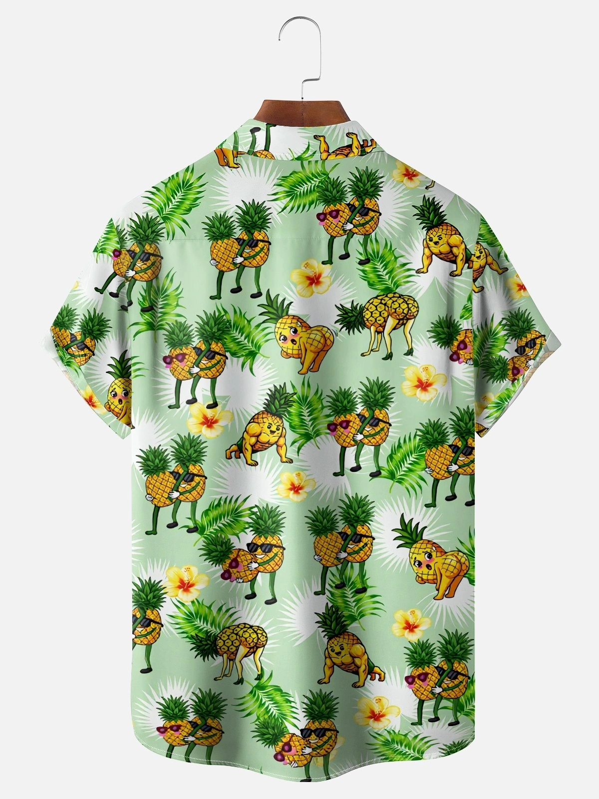 Men's printed shirts Tropical Plant Print Chest Pocket Hawaiian Shirt
