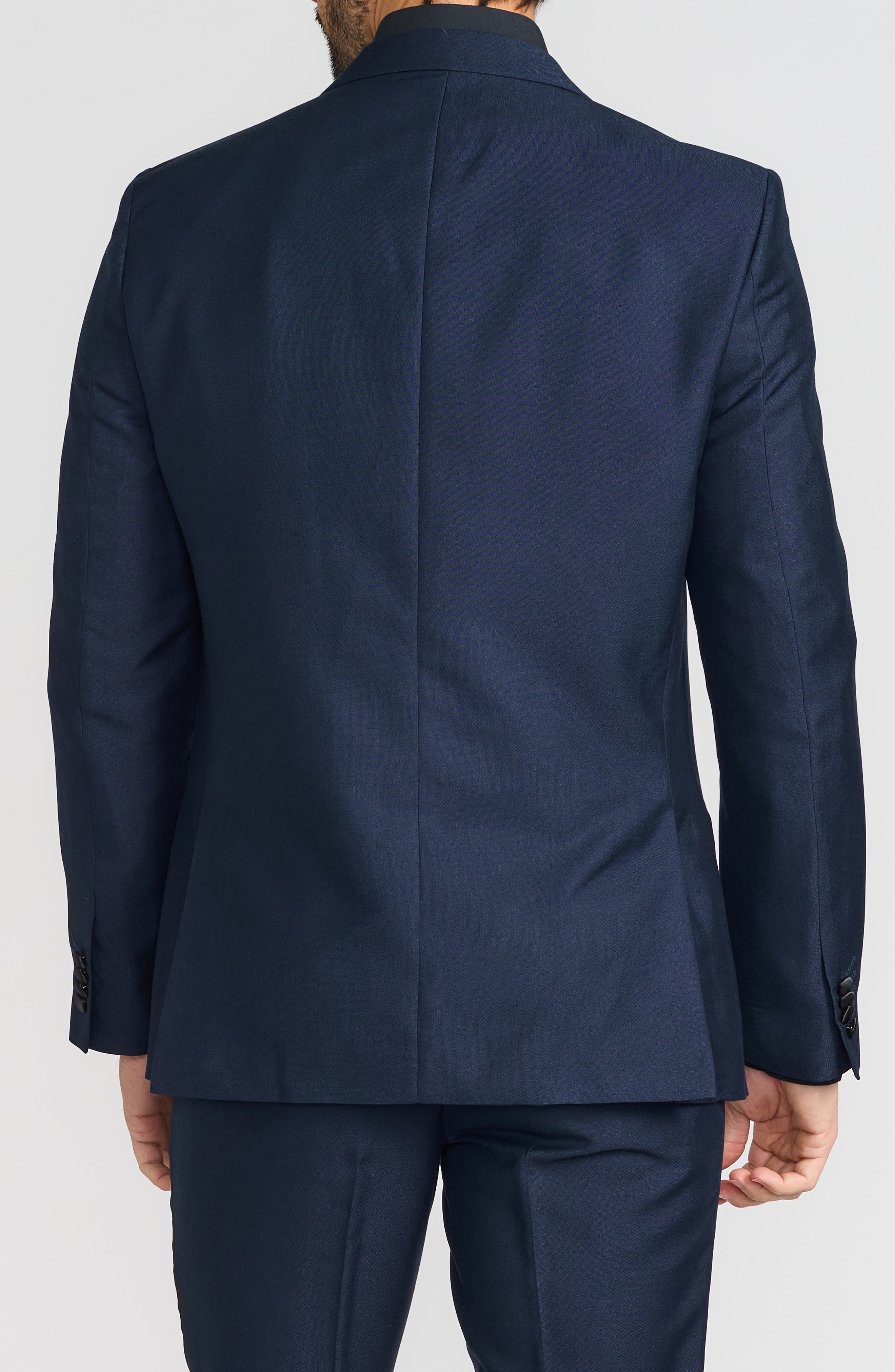 SAVILE ROW CO Navy Peak Lapel Slim Fit Tuxedo Jacket