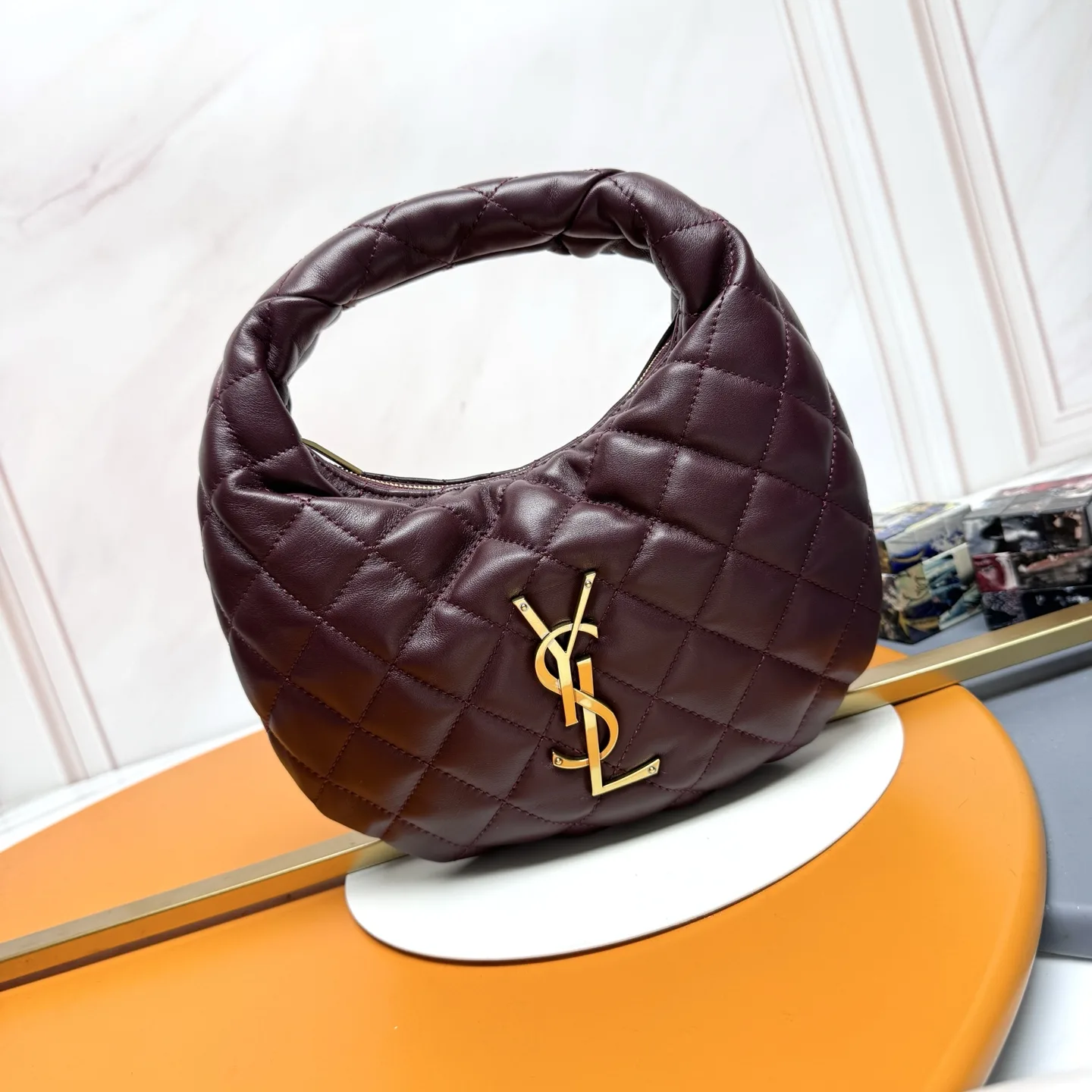 Saint Laurent Icare Burgundy Lambskin Hobo Bag product photo from LabelPicks