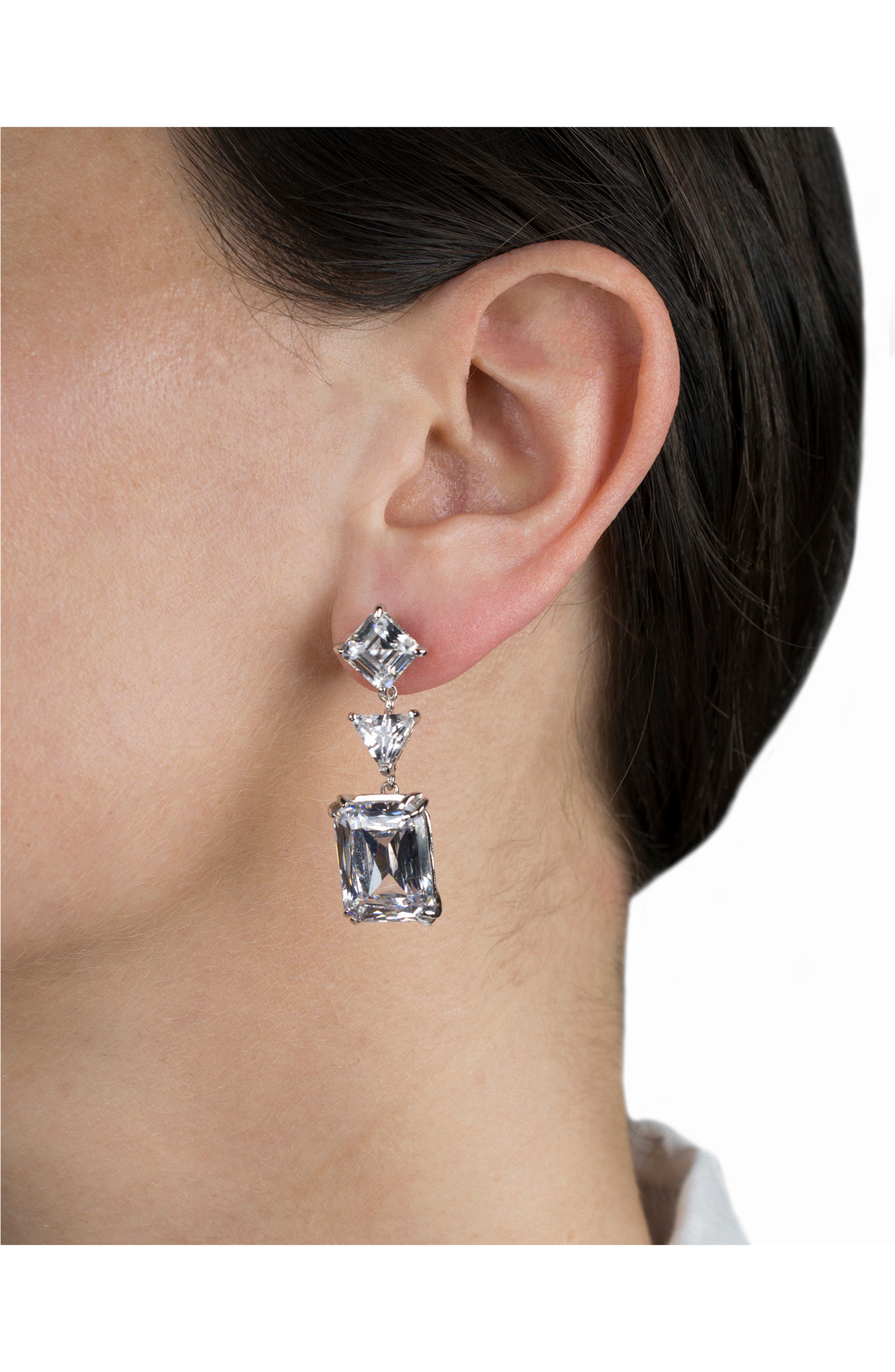 CZ by Kenneth Jay Lane Multi CZ Dangle Earrins