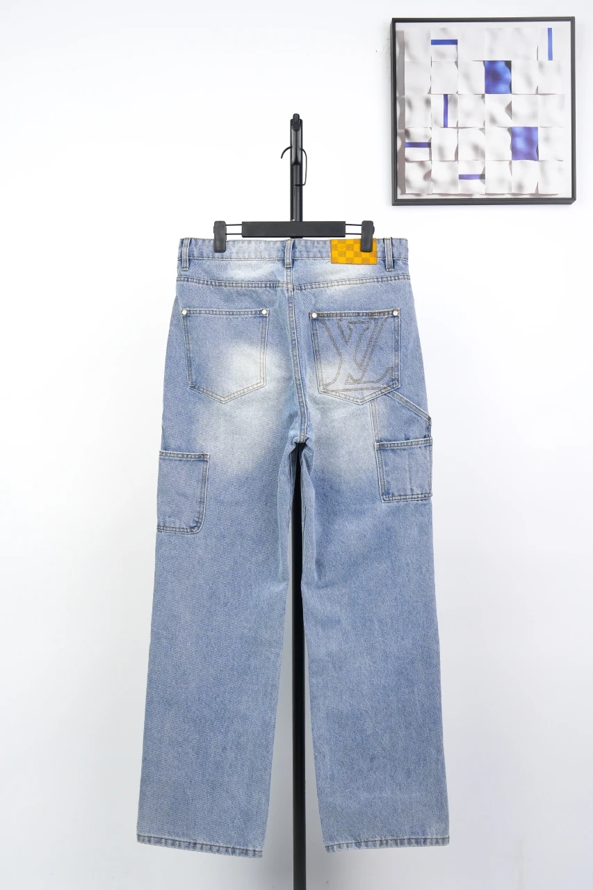 Louis Vuitton Light Blue Stitch Letter Embroidered Denim Pants product photo from LabelPicks