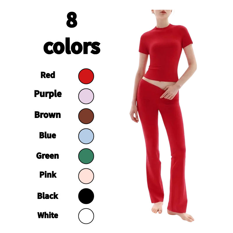 💎Today's Specials-All Colors Just 24.99🎉-Women's Soft 2 Piece Outfit Short Sleeve Top & Flare Pants