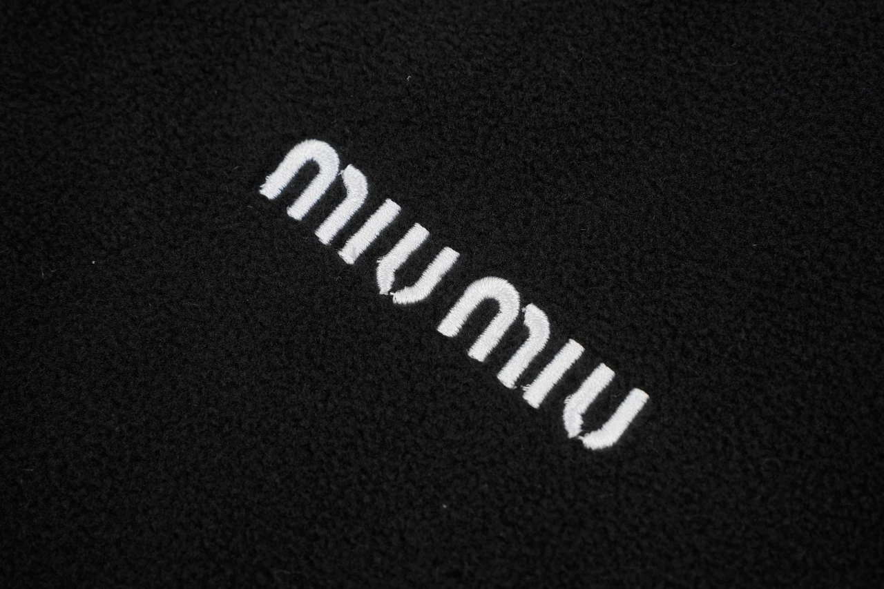 Miu Miu Black Embroidered Fleece Hooded Jacket product photo from LabelPicks