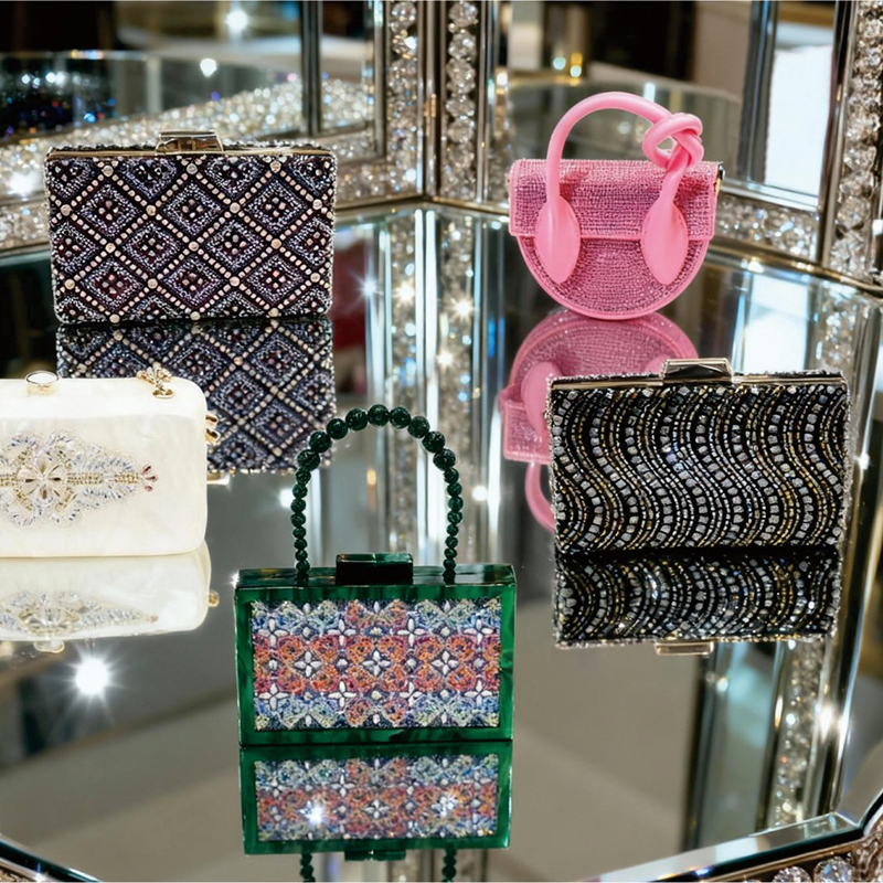 Iron On Rhinestone Transfers applied to handbag