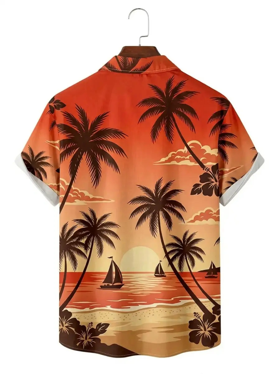 Men's printed shirts Sunset Palm Tree Hawaiian Shirt