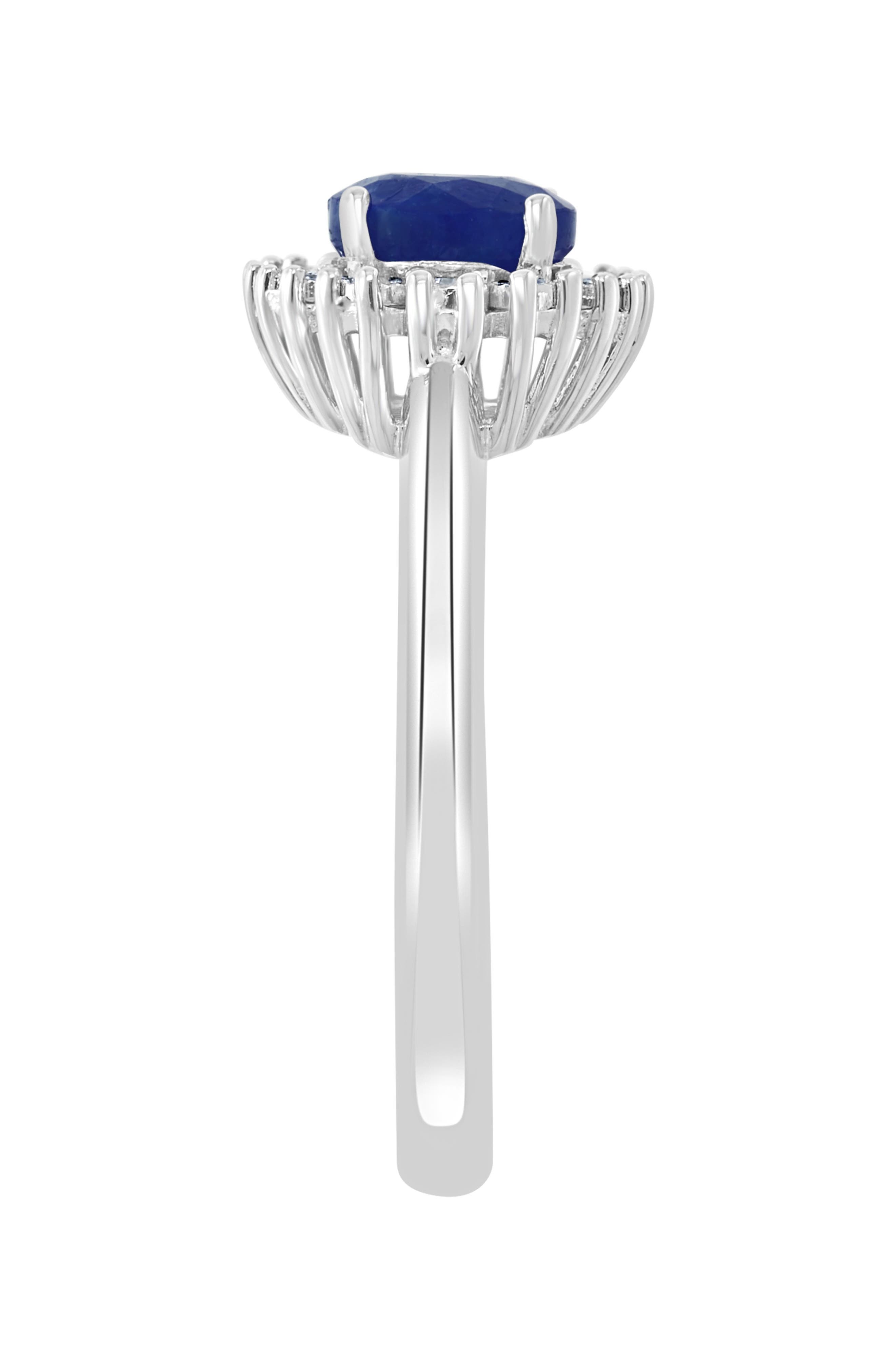 EFFY Sterling Silver Sapphire & Diamond Halo Ring