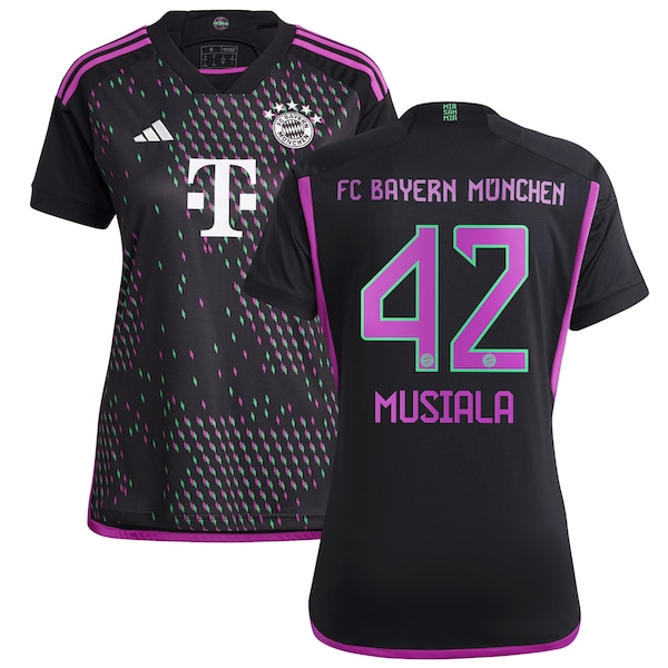 Jamal Musiala Bayern Munich adidas Women's 2023/24 Away Replica Player Jersey - Black/White