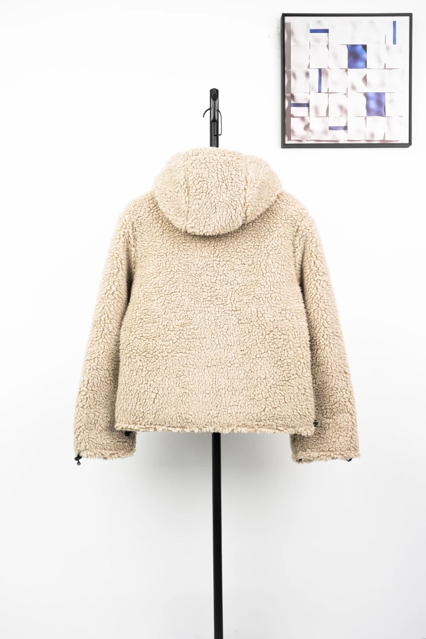 Miu Miu Beige Sherpa Look Hooded Down Jacket product photo from LabelPicks