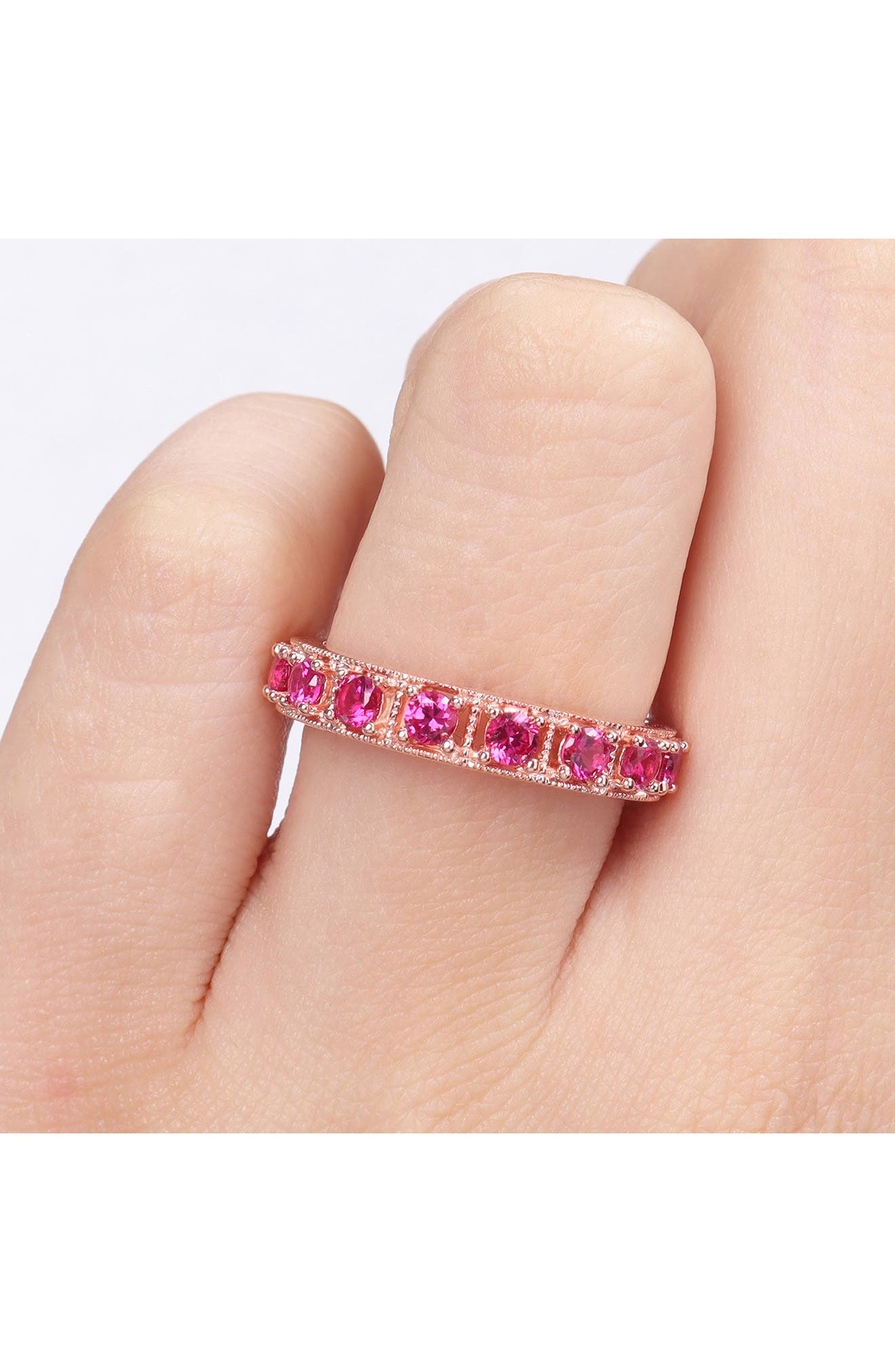 DELMAR Sterling Silver Created Ruby Ring