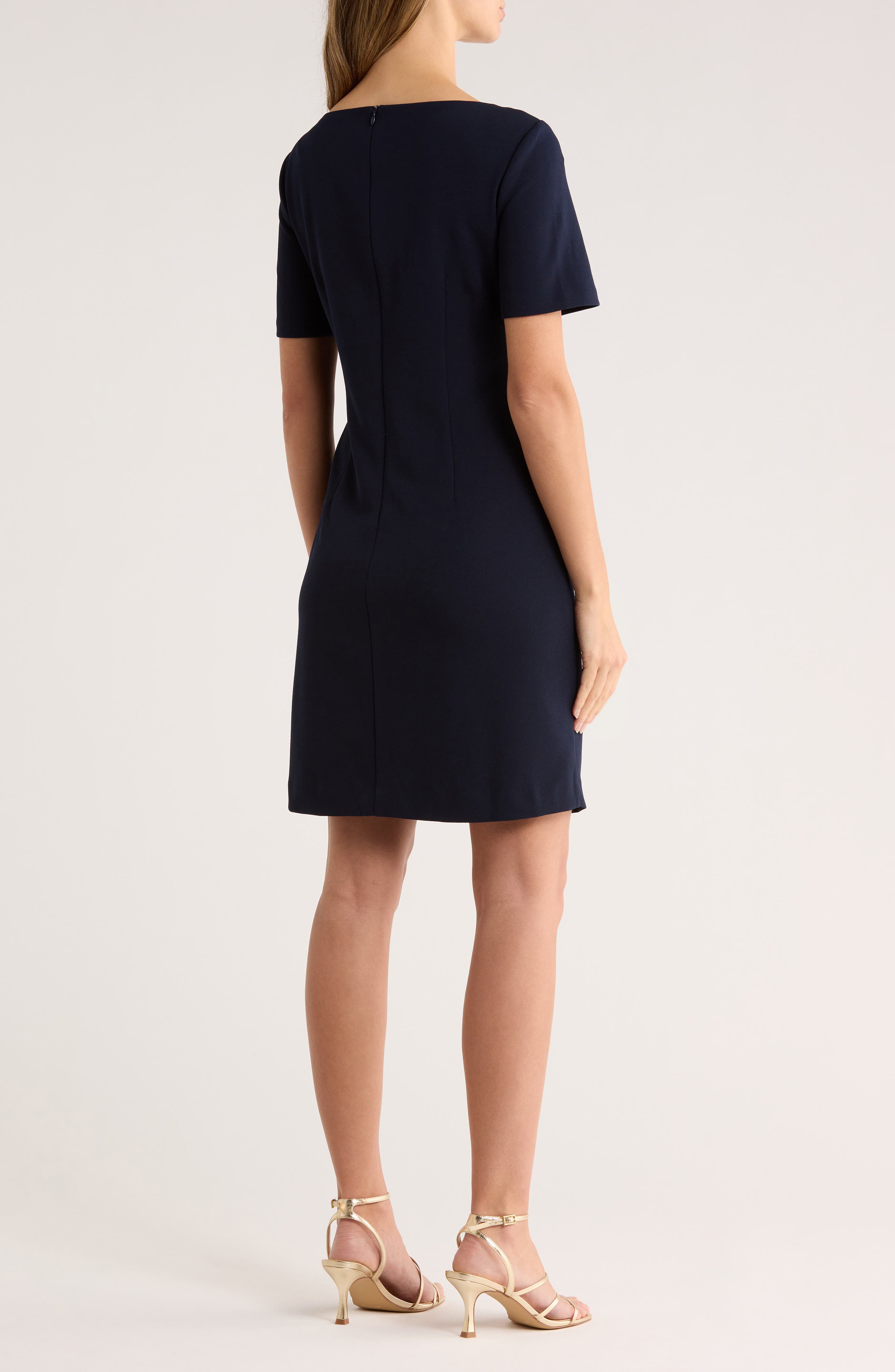 Eliza J Bateau Neck Short Sleeve A-Line Dress