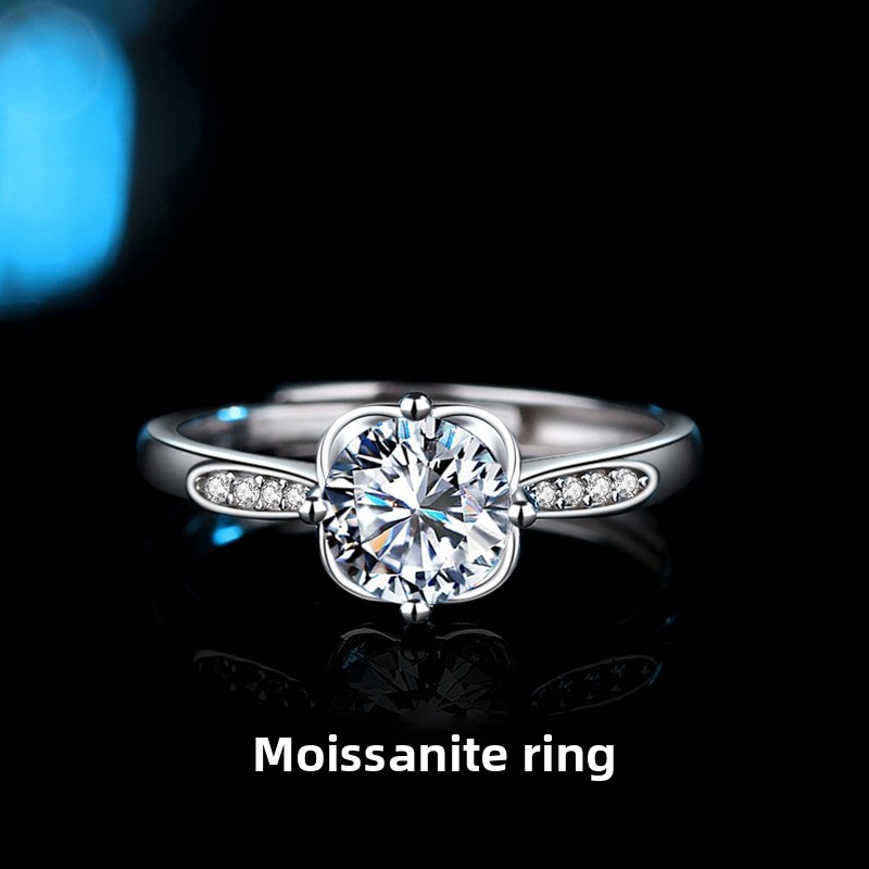 925 Sterling Silver Moissanite Ring for Women,Classic Wedding Jewelry Ring