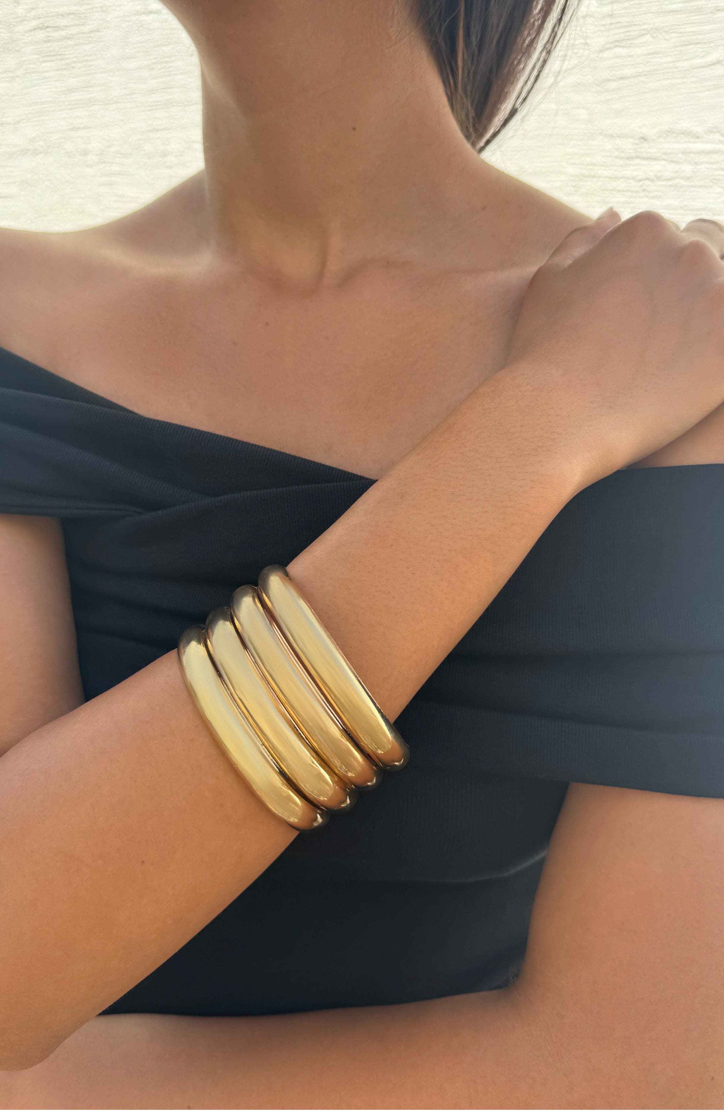 Adornia Set of 4 Domed Bangle Bracelets