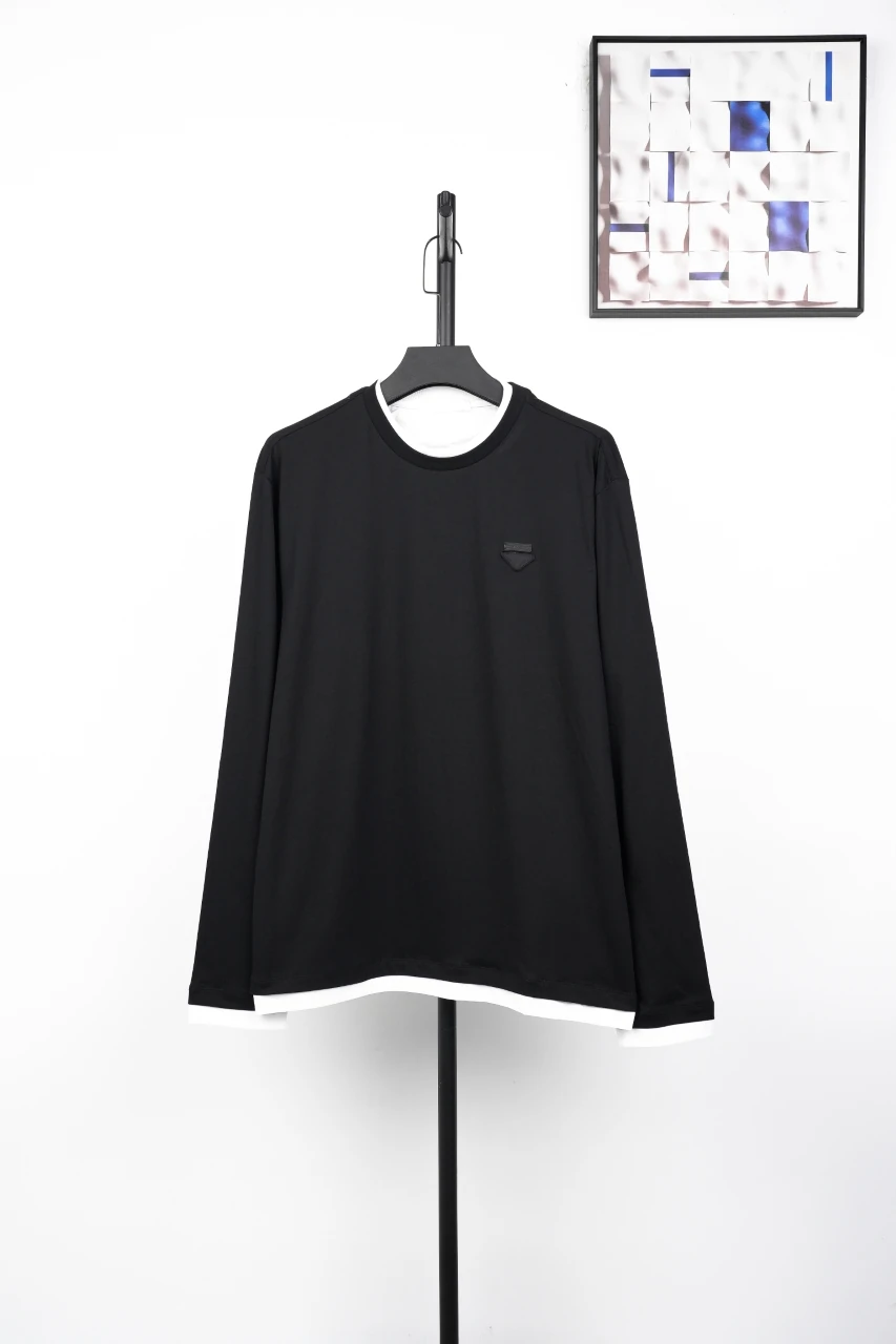 Prada Black Layered Long Sleeve Top with White Collar product photo from LabelPicks