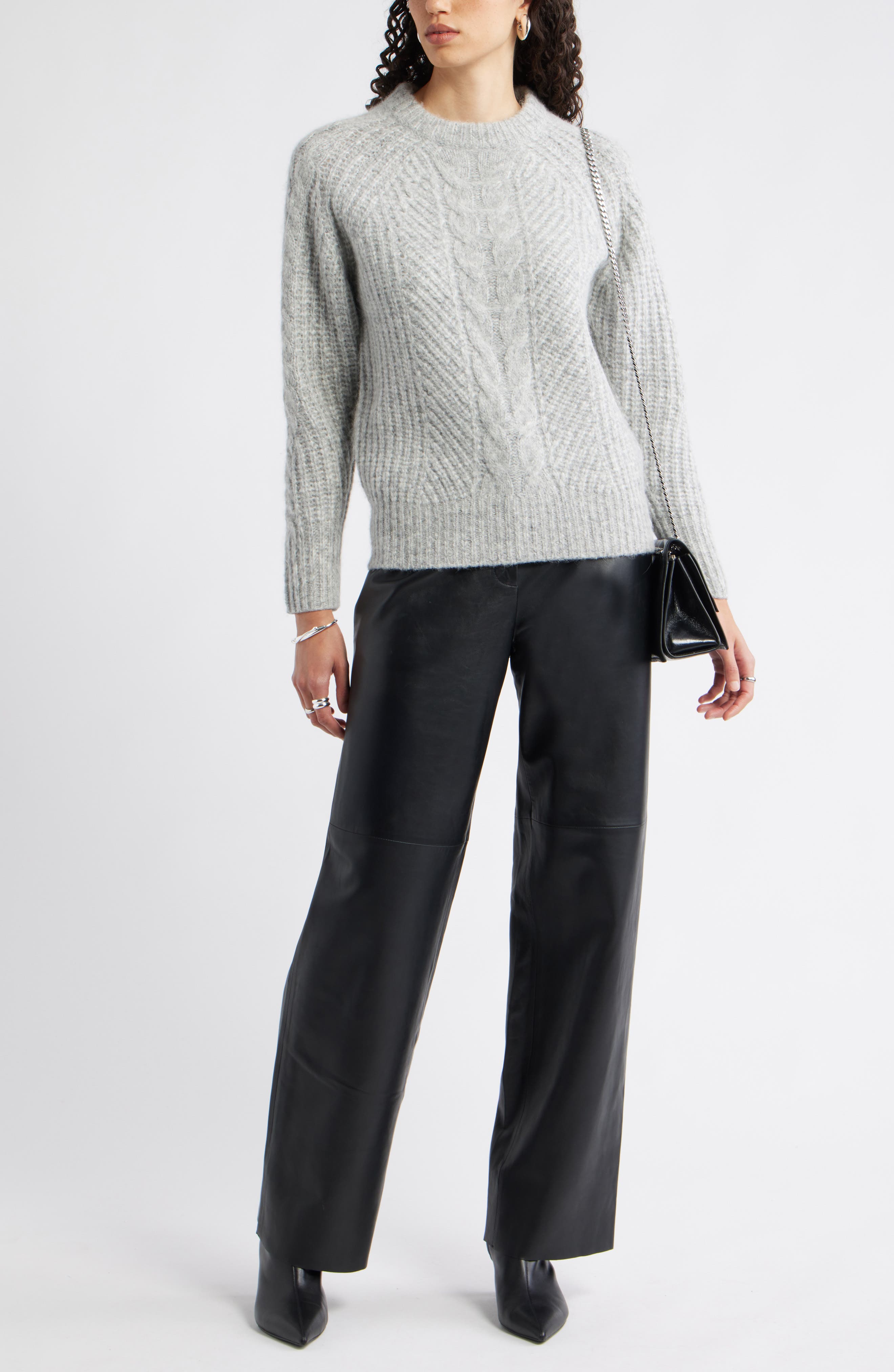 Nordstrom Cable Crewneck Alpaca Blend Sweater