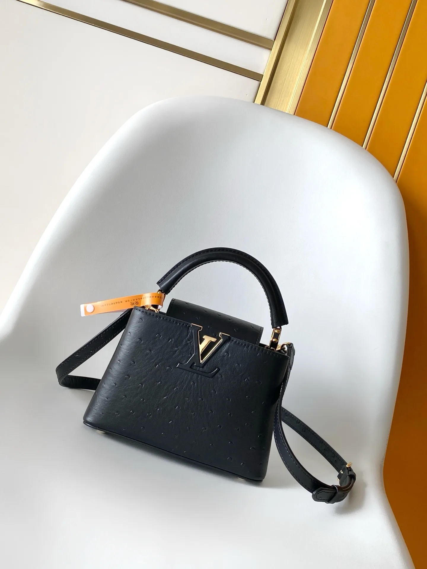 Louis Vuitton Black Capucines Grained Leather Top Handle Bag product photo from LabelPicks