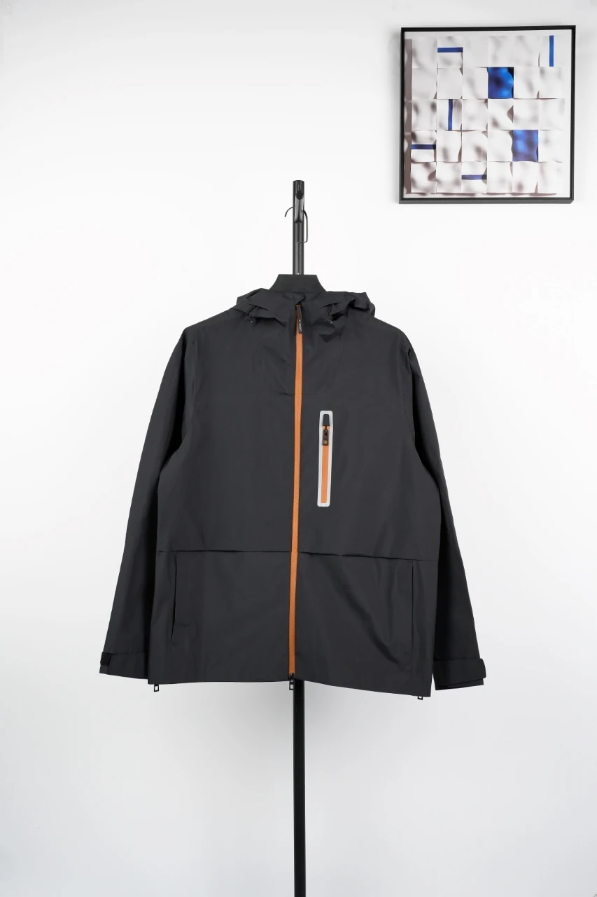 LOEWE Black Hooded Shell Jacket with Orange Zips product photo from LabelPicks