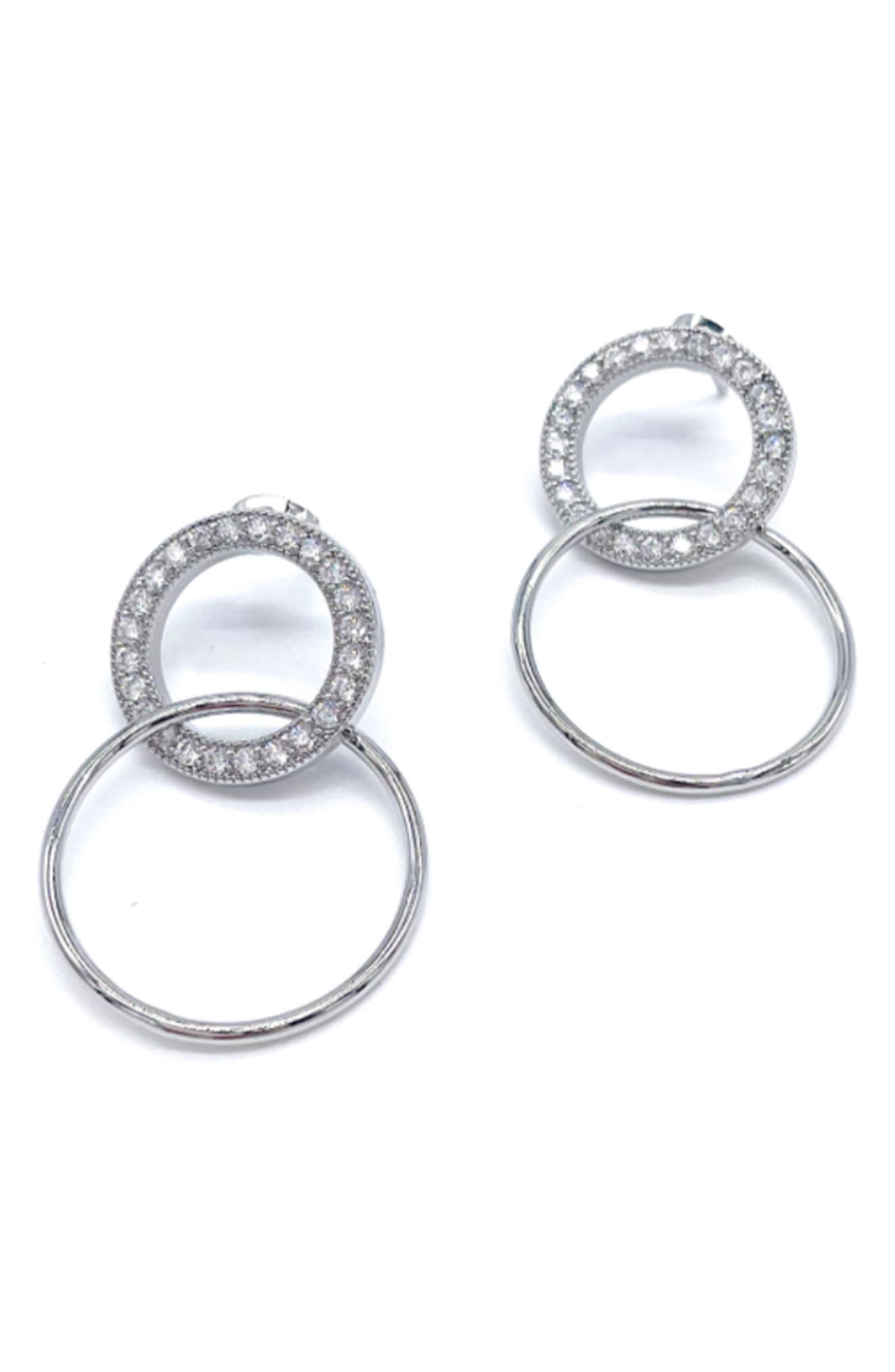 Adornia White Rhodium Circle Drop Earrings