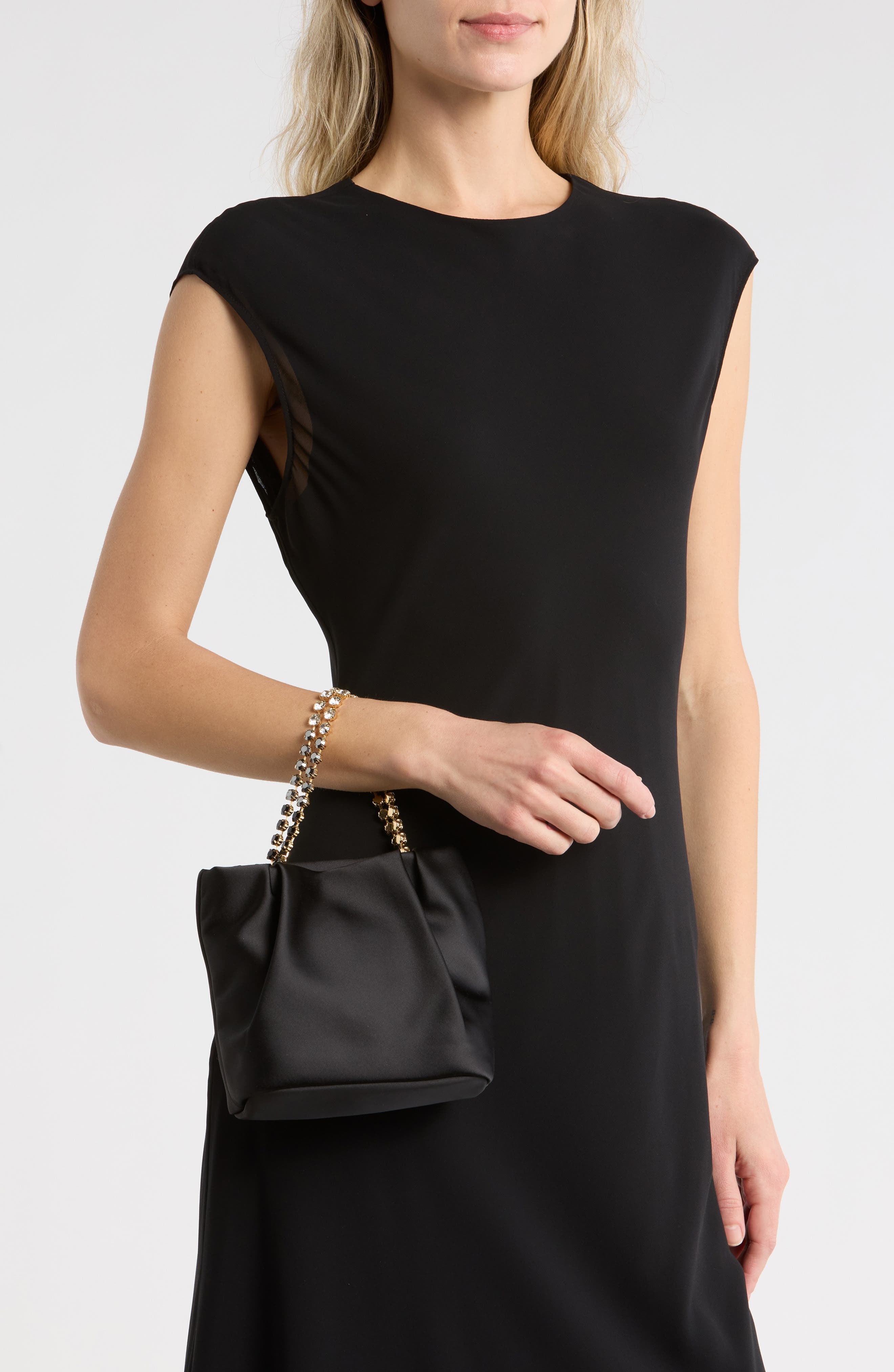 Dolce Vita Karol Rhinestone Strap Satin Handbag