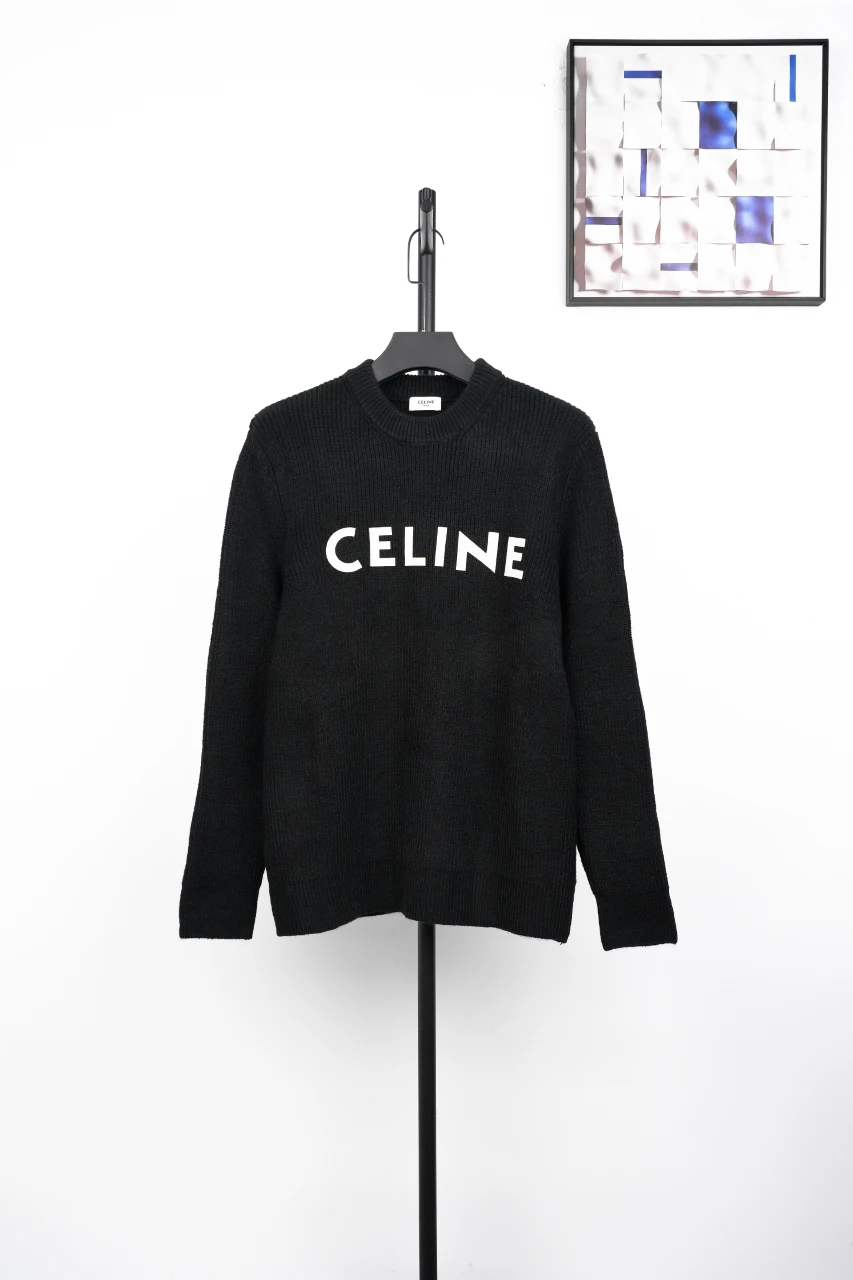 CELINE Black Felt Letter Crewneck Sweater product photo from LabelPicks