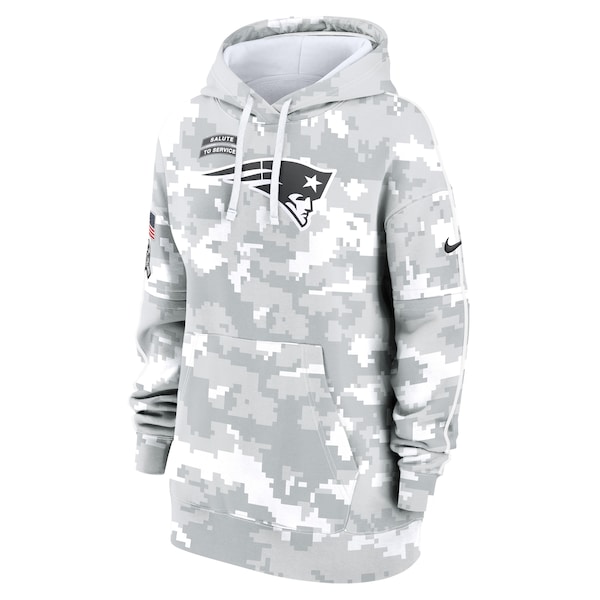 New England Patriots Nike Women's 2024 Salute To Service Club Fleece Pullover Hoodie - Arctic Camo