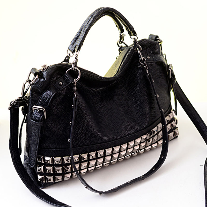 Rivet Women's PU Leather Handbag New Fashion Cowhide Women Messenger Bags One Shoulder Handbag Big Bags WNB80211002