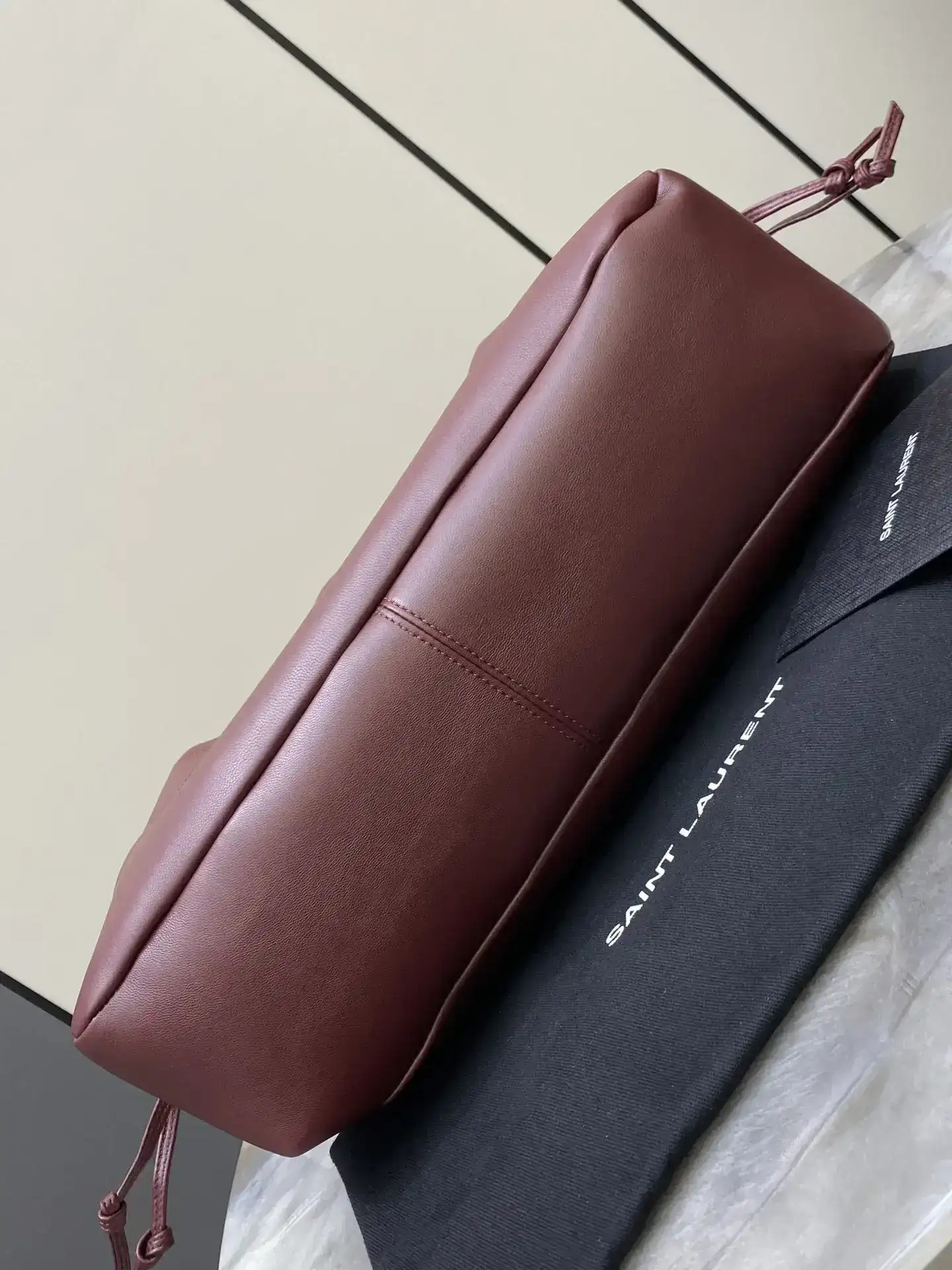 Saint Laurent Jamie Burgundy Lambskin Bucket Bag product photo from LabelPicks