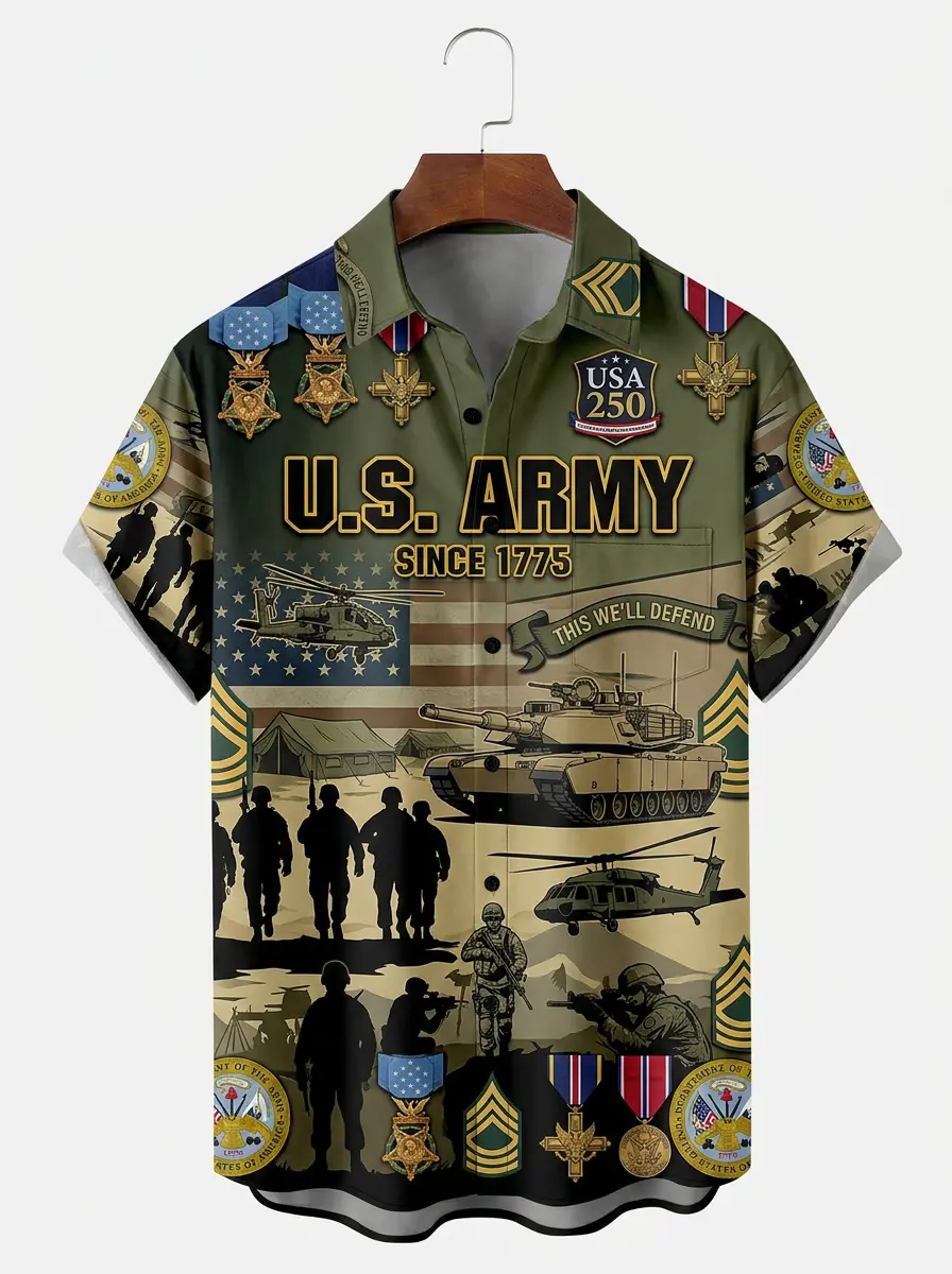 Men's printed shirts, U.S. Army Since 1775 USA 250 Hawaiian Shirt
