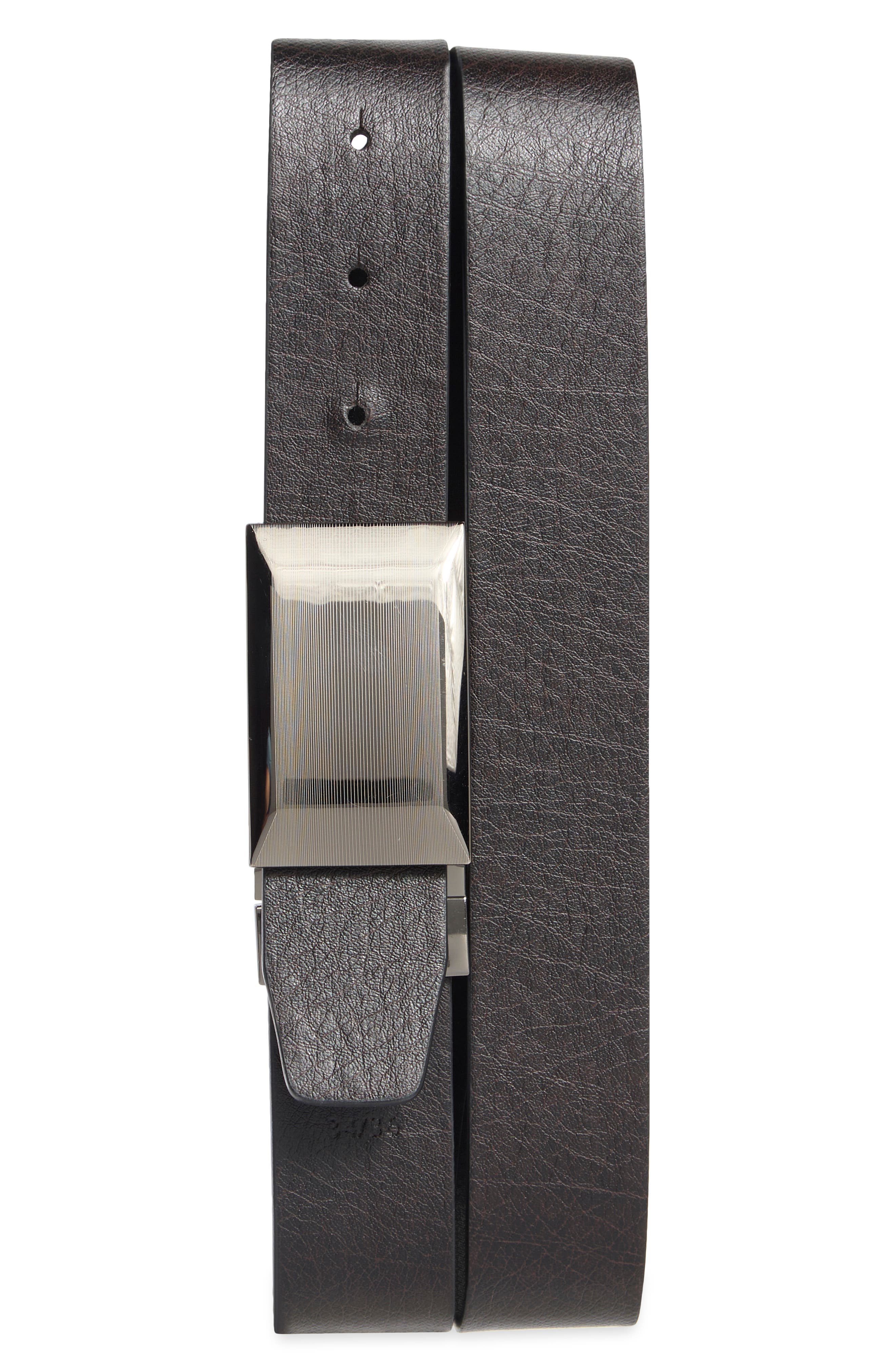 Steve Madden Plaque Reversible Leather Belt