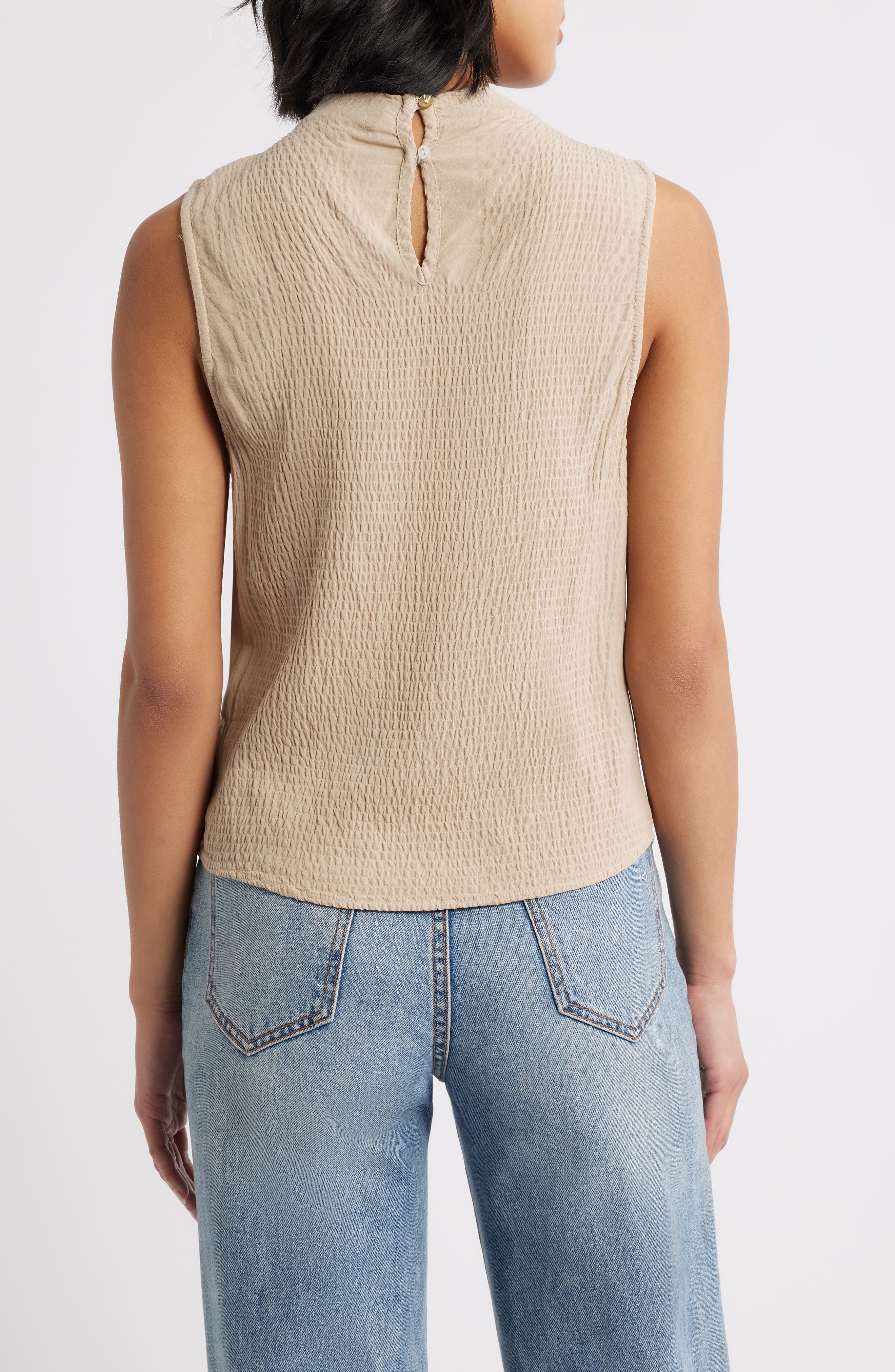 Cloth & Stone Smocked Funnel Neck Top