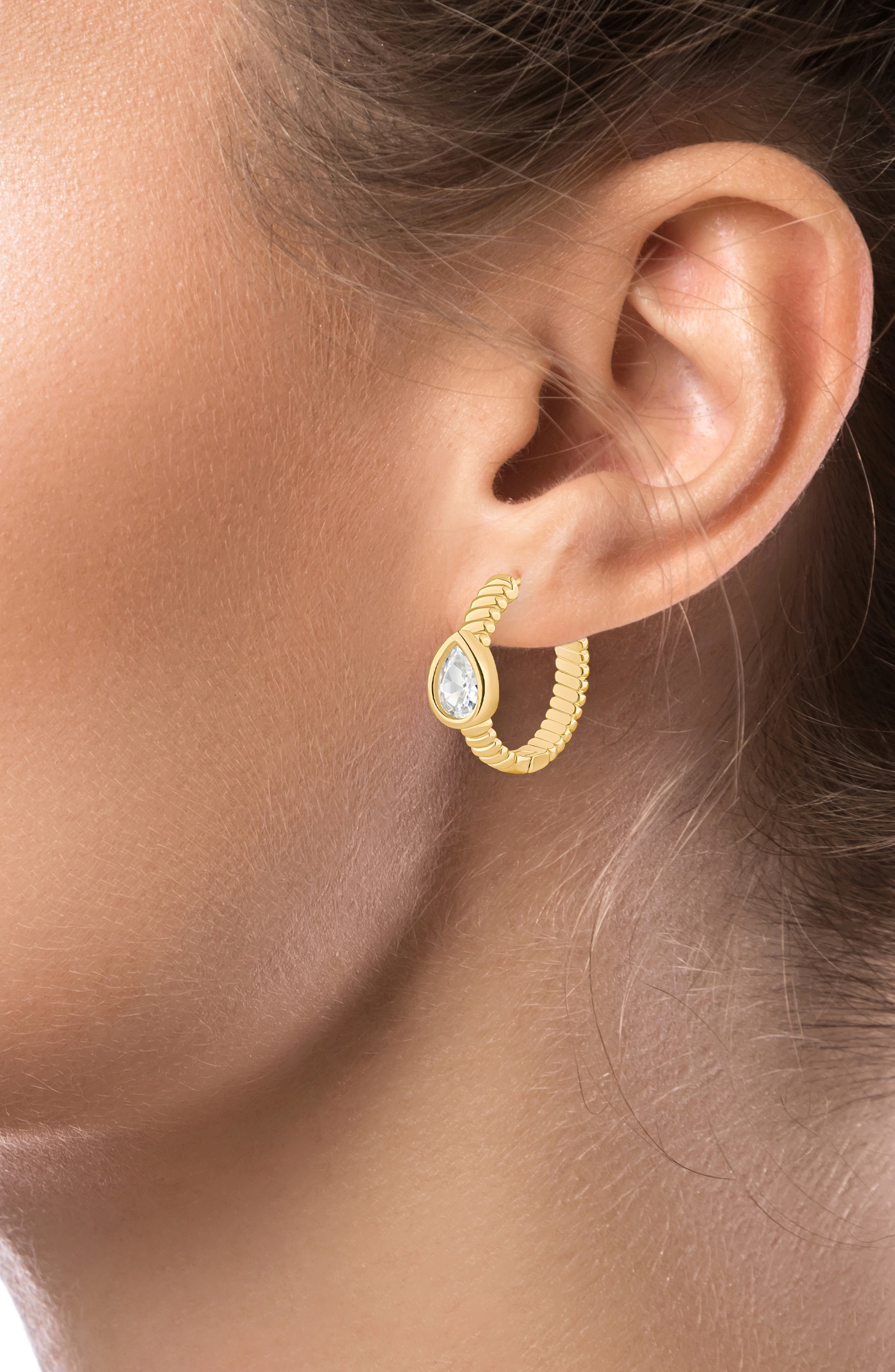 CZ by Kenneth Jay Lane Cubic Zirconia Hoop Earrings